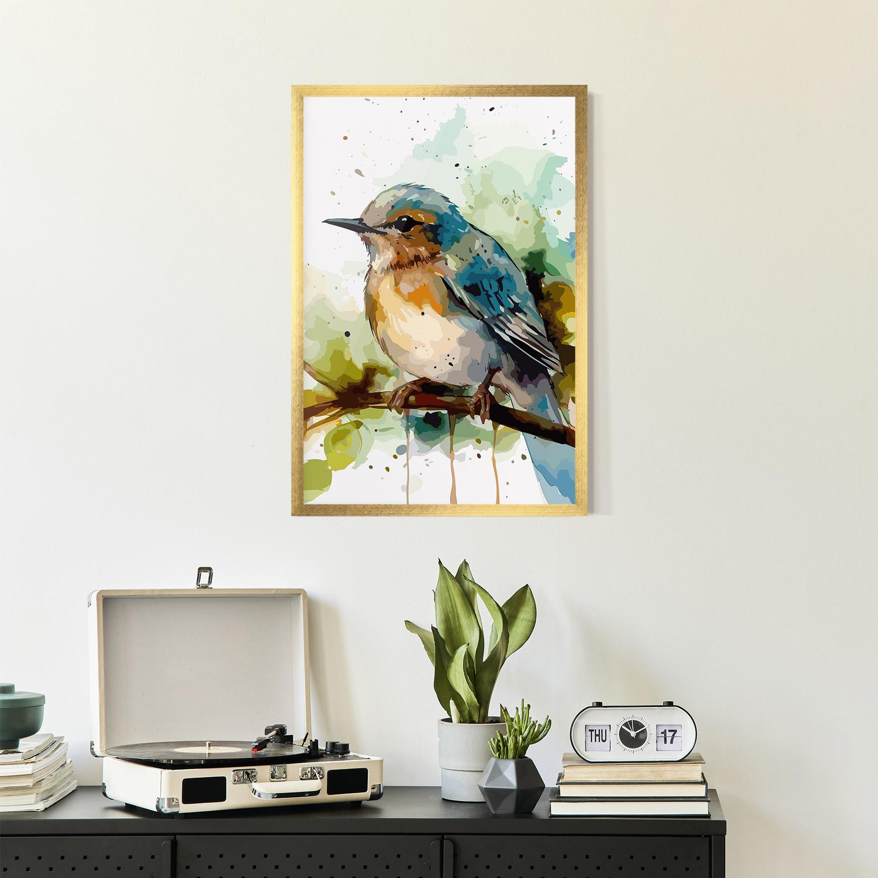 Poster Înrămat Pretty Blue Bird mockup 2