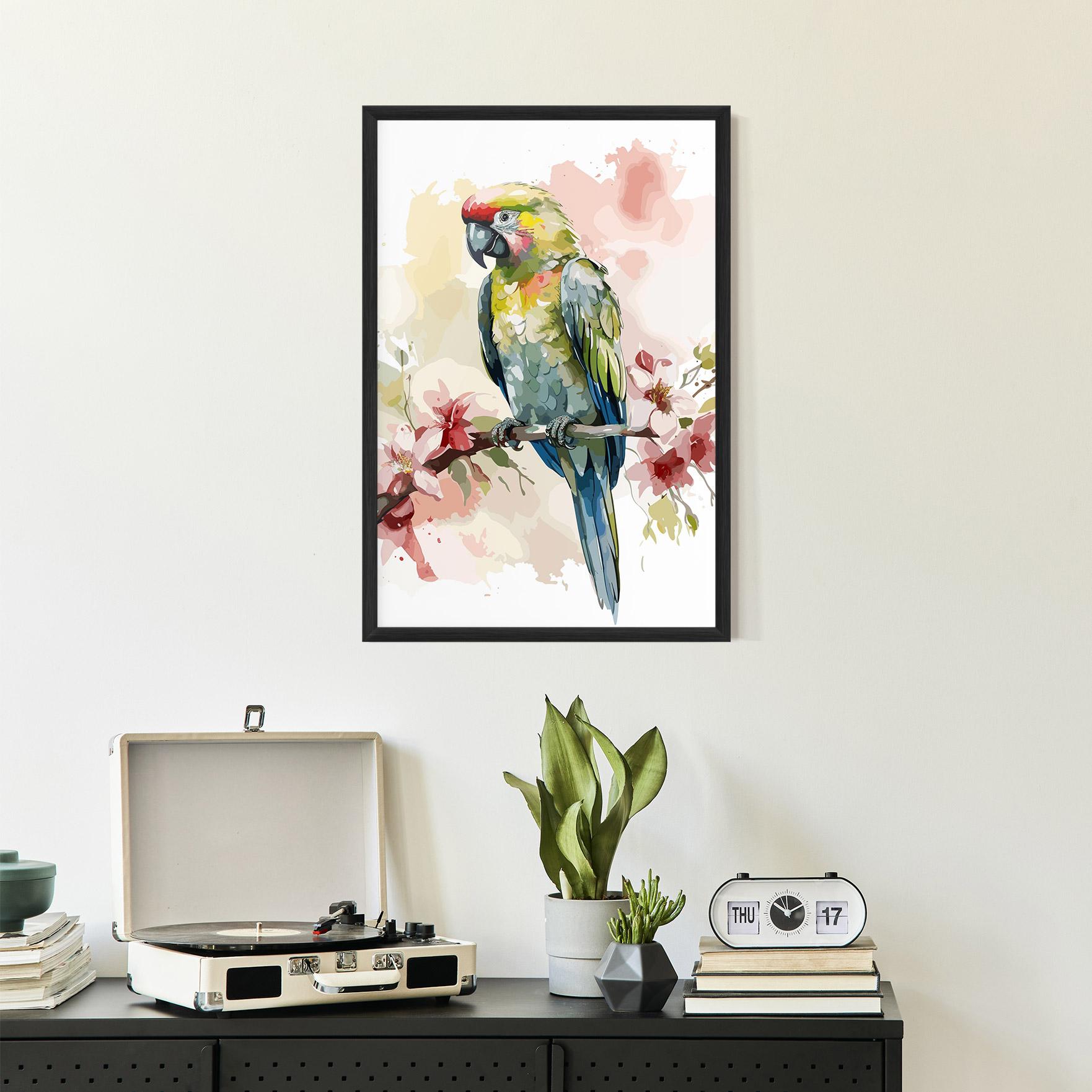 Poster Înrămat Beautiful Parrot mockup 2