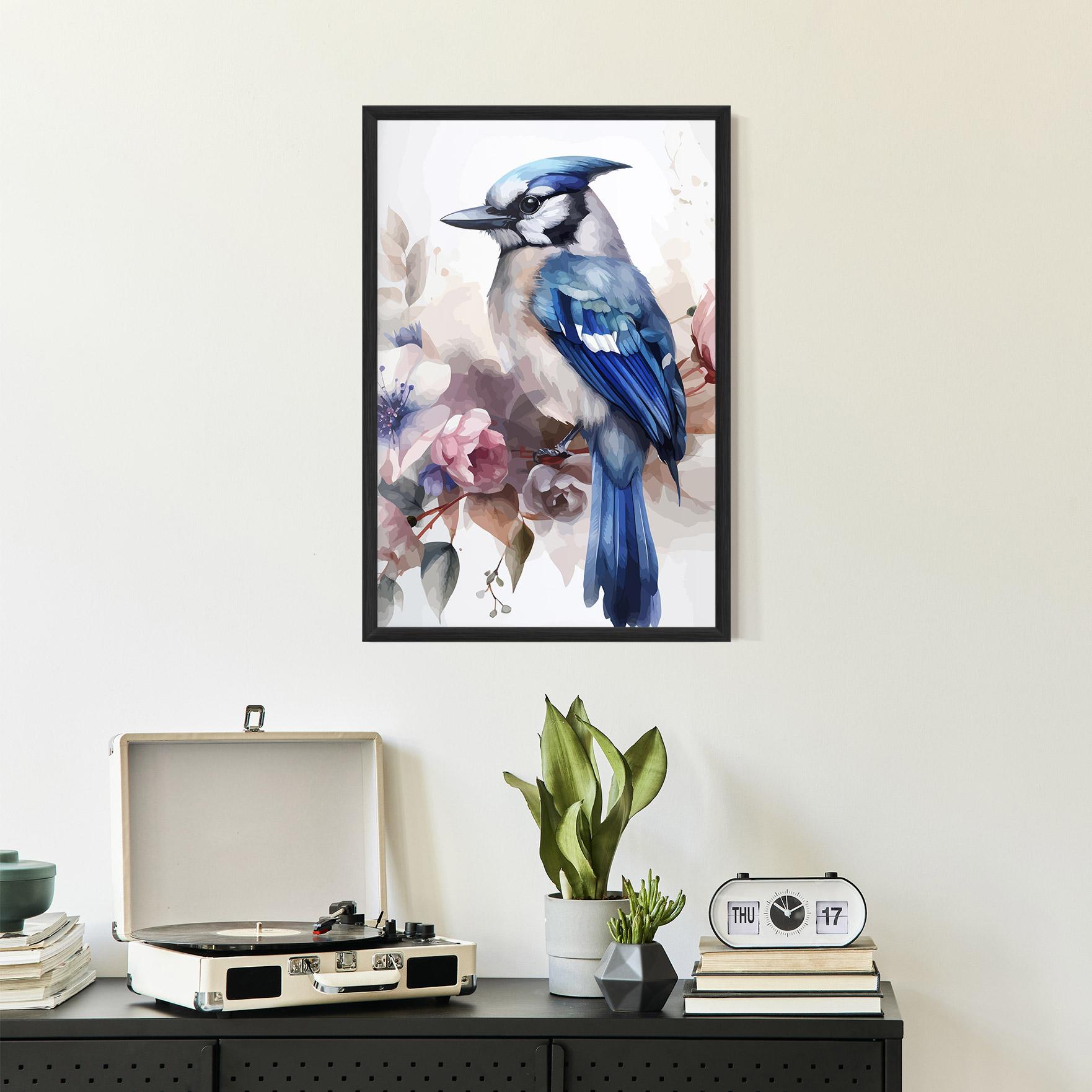 Poster Înrămat Bird Pretty Blue mockup 2