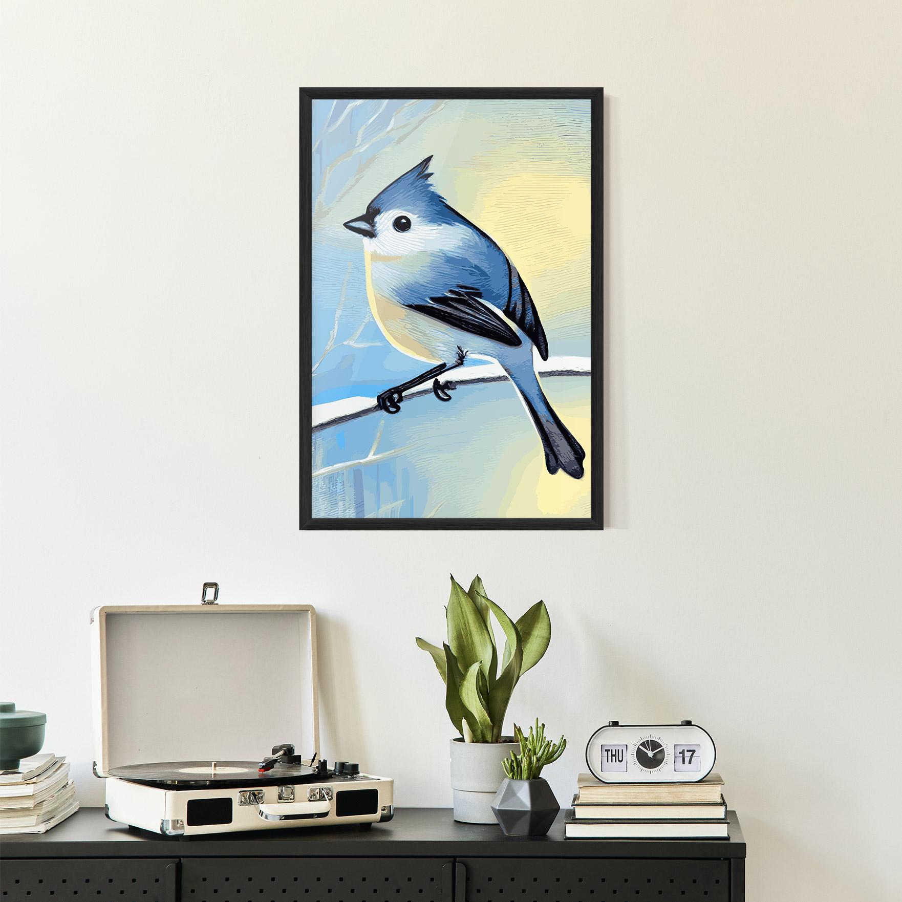 Poster Înrămat Bird Winter Painting mockup 2