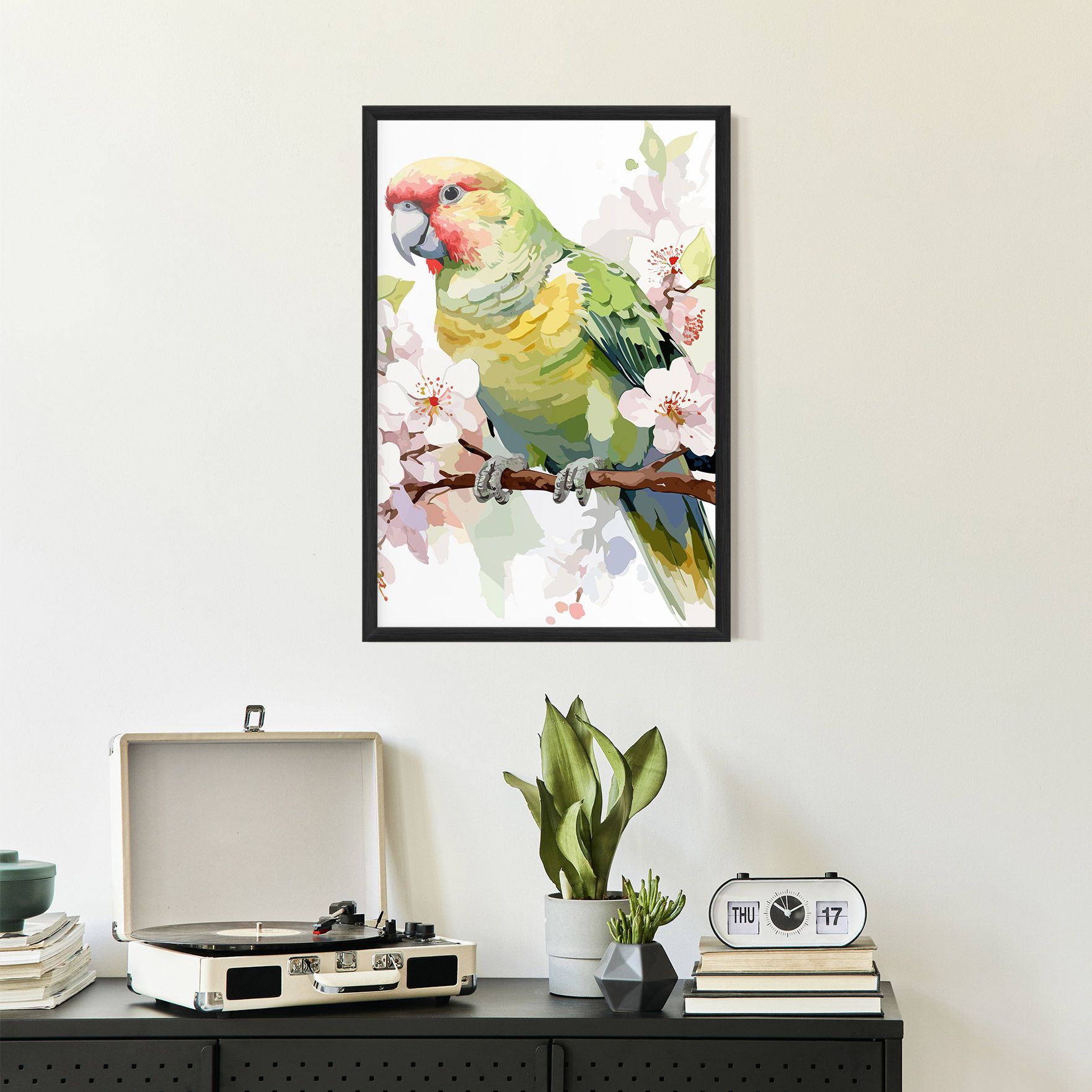 Cute Green Parrot mockup 2