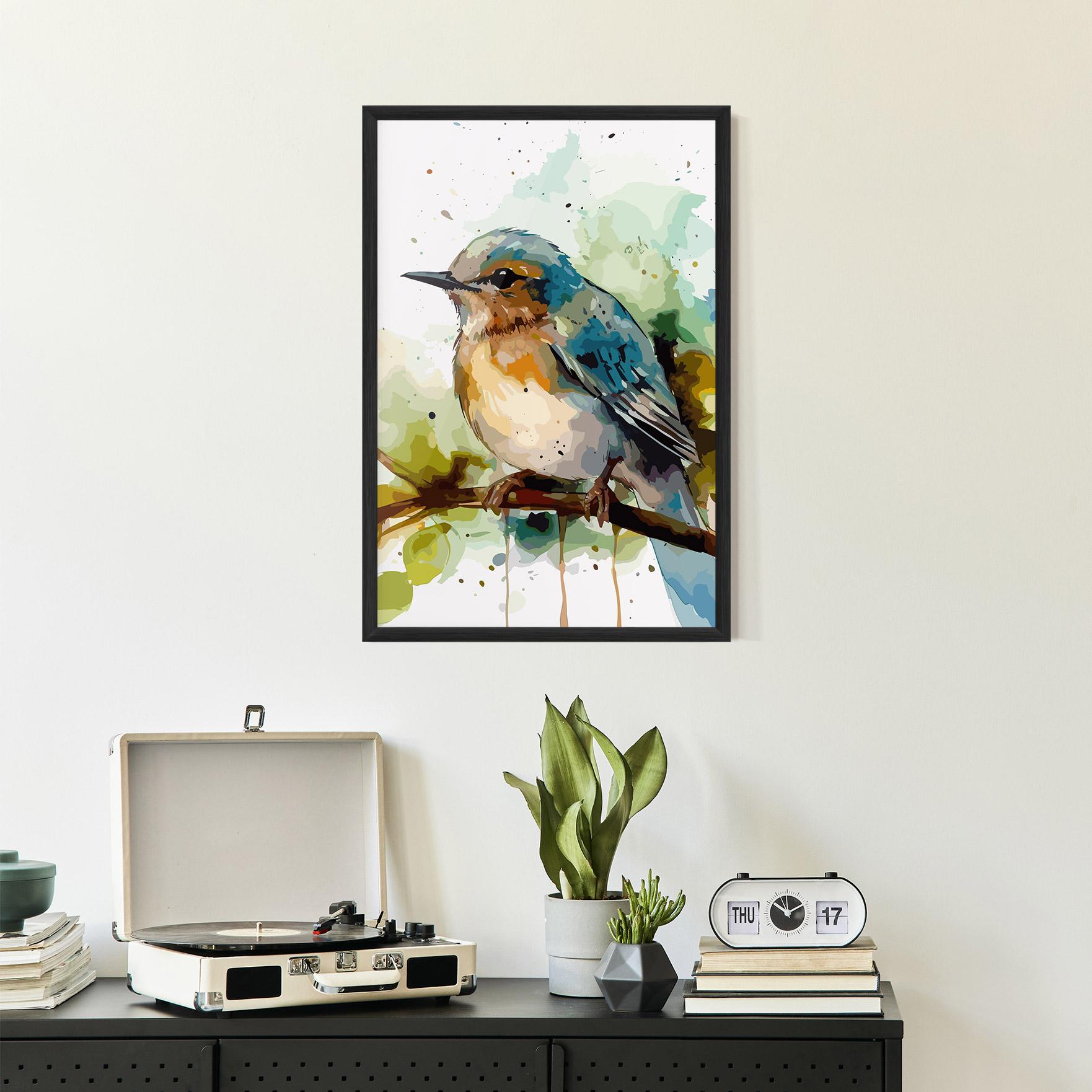 Poster Înrămat Pretty Blue Bird mockup 2
