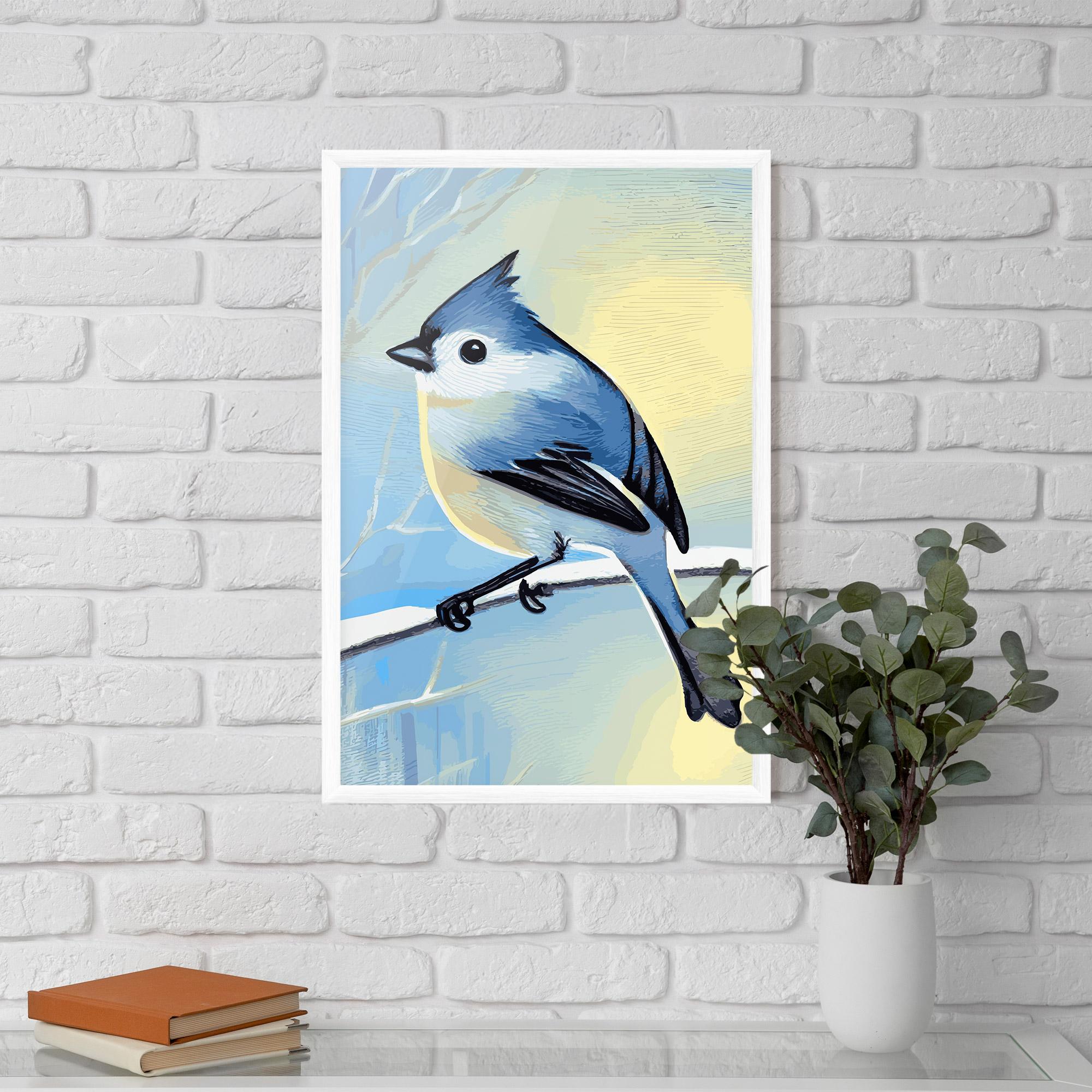 Poster Înrămat Bird Winter Painting mockup 5