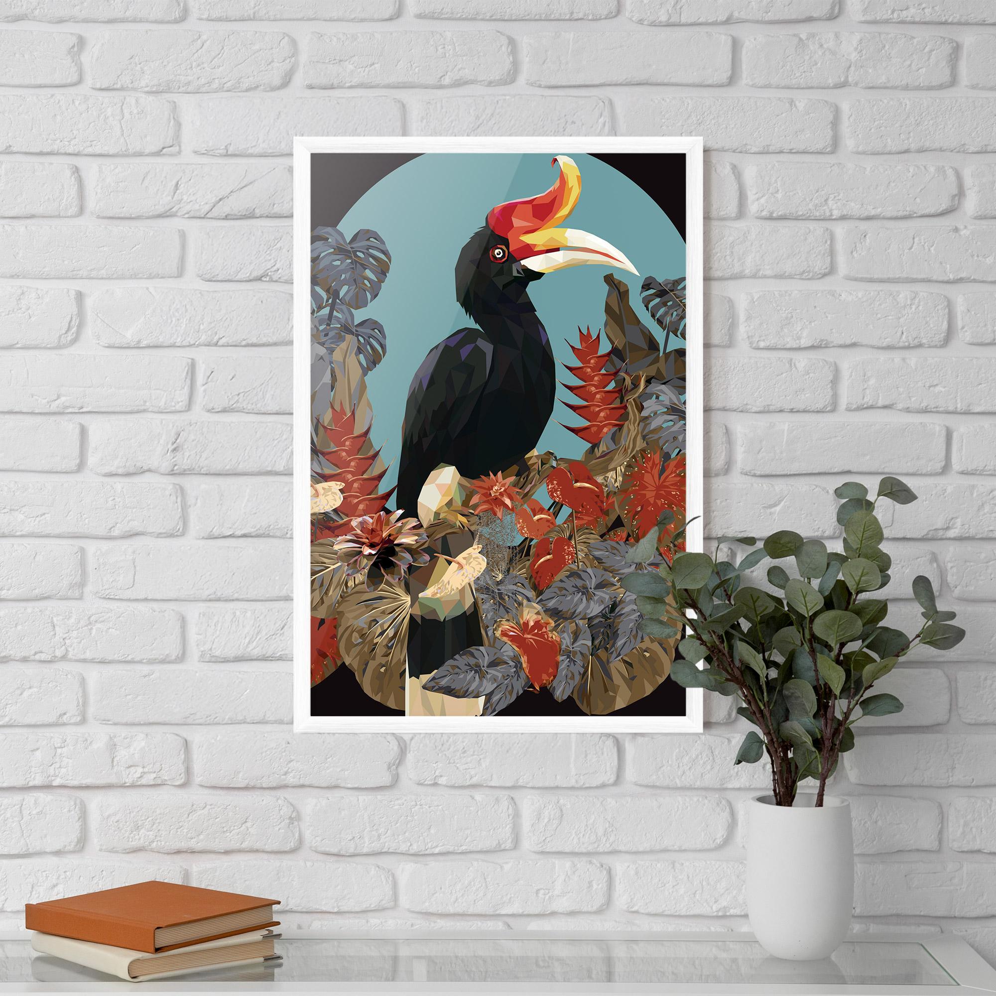 Poster Înrămat Black Interesting Bird mockup 5