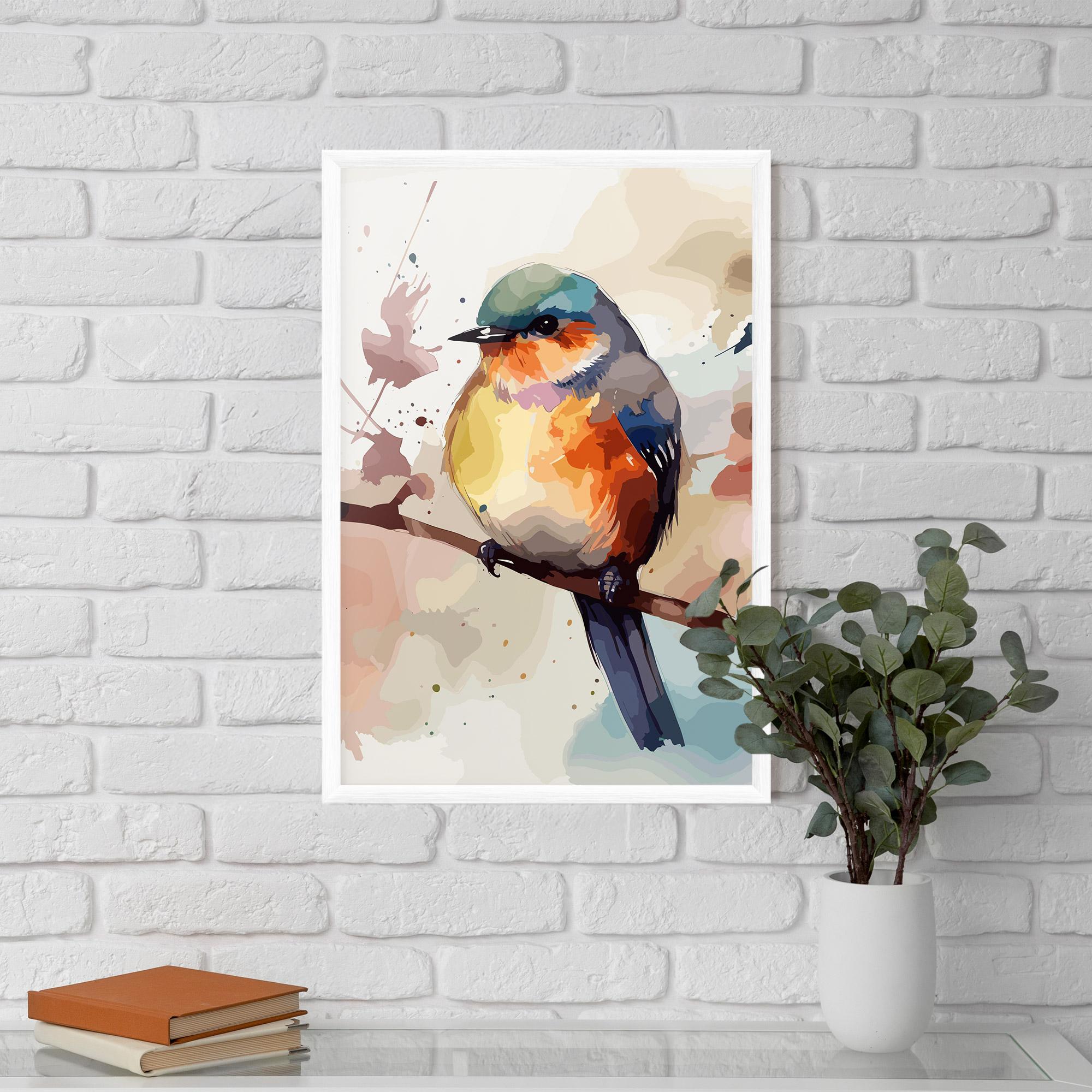 Poster Înrămat Orange Purple Bird mockup 5