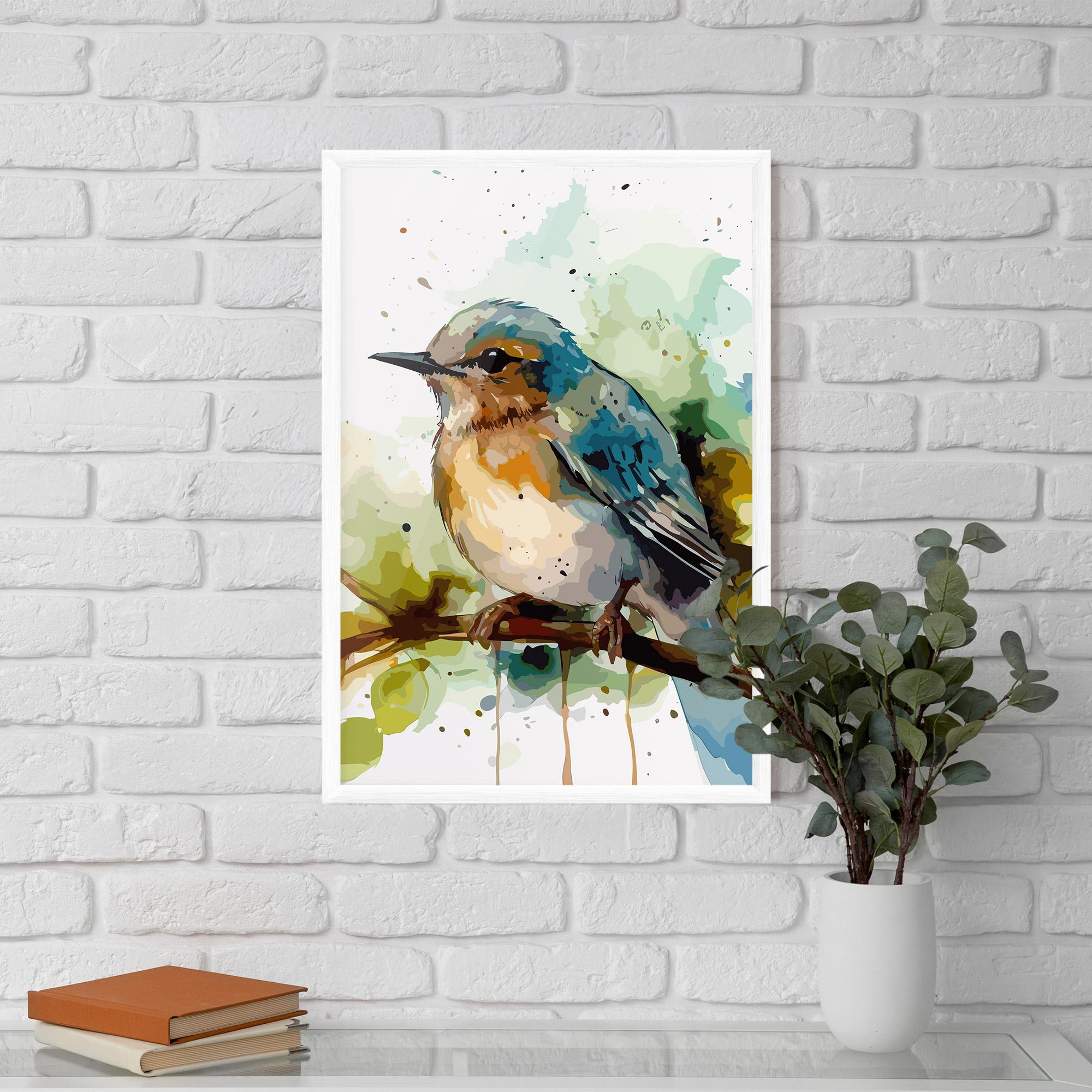 Poster Înrămat Pretty Blue Bird mockup 5
