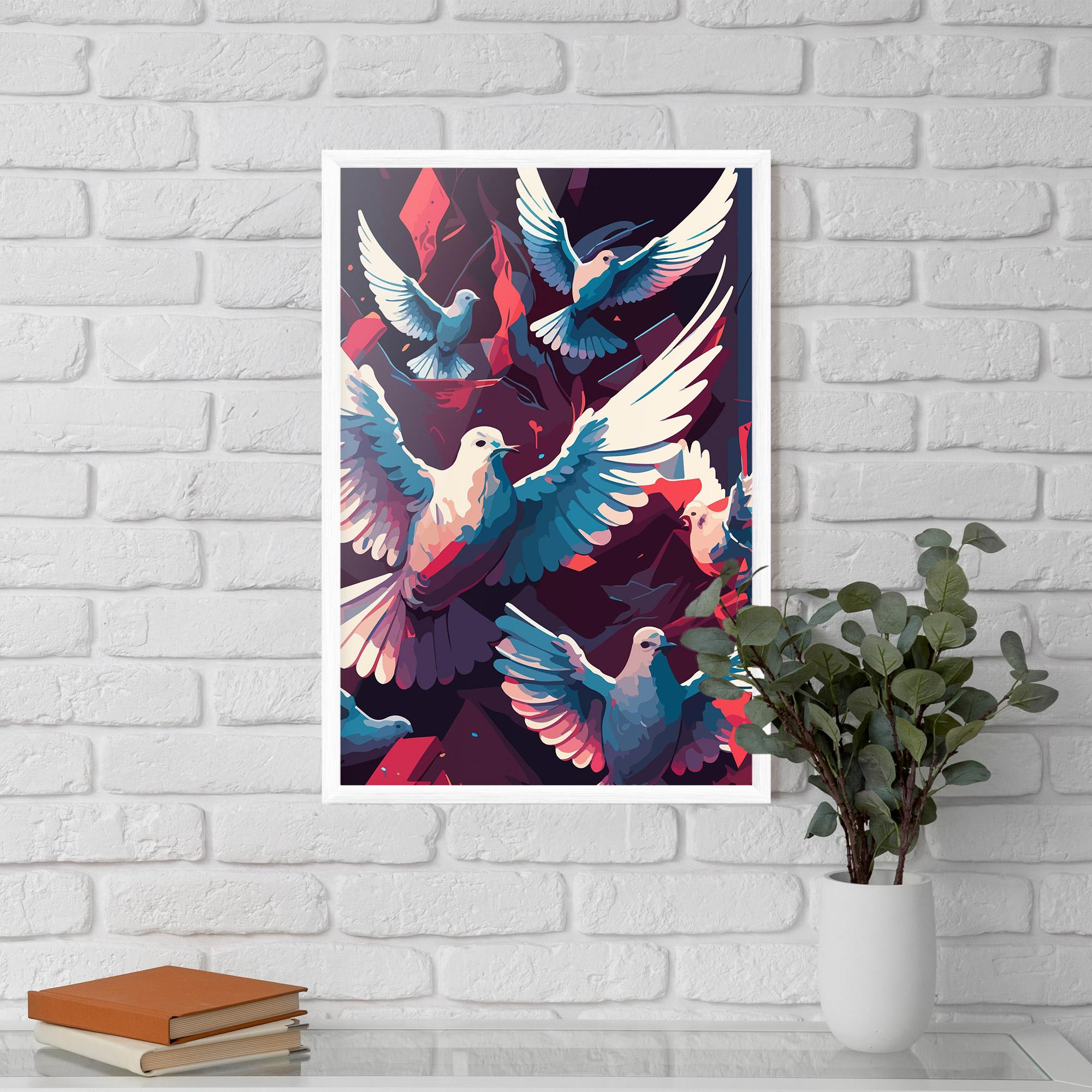 Poster Înrămat Pretty Dove Family mockup 5