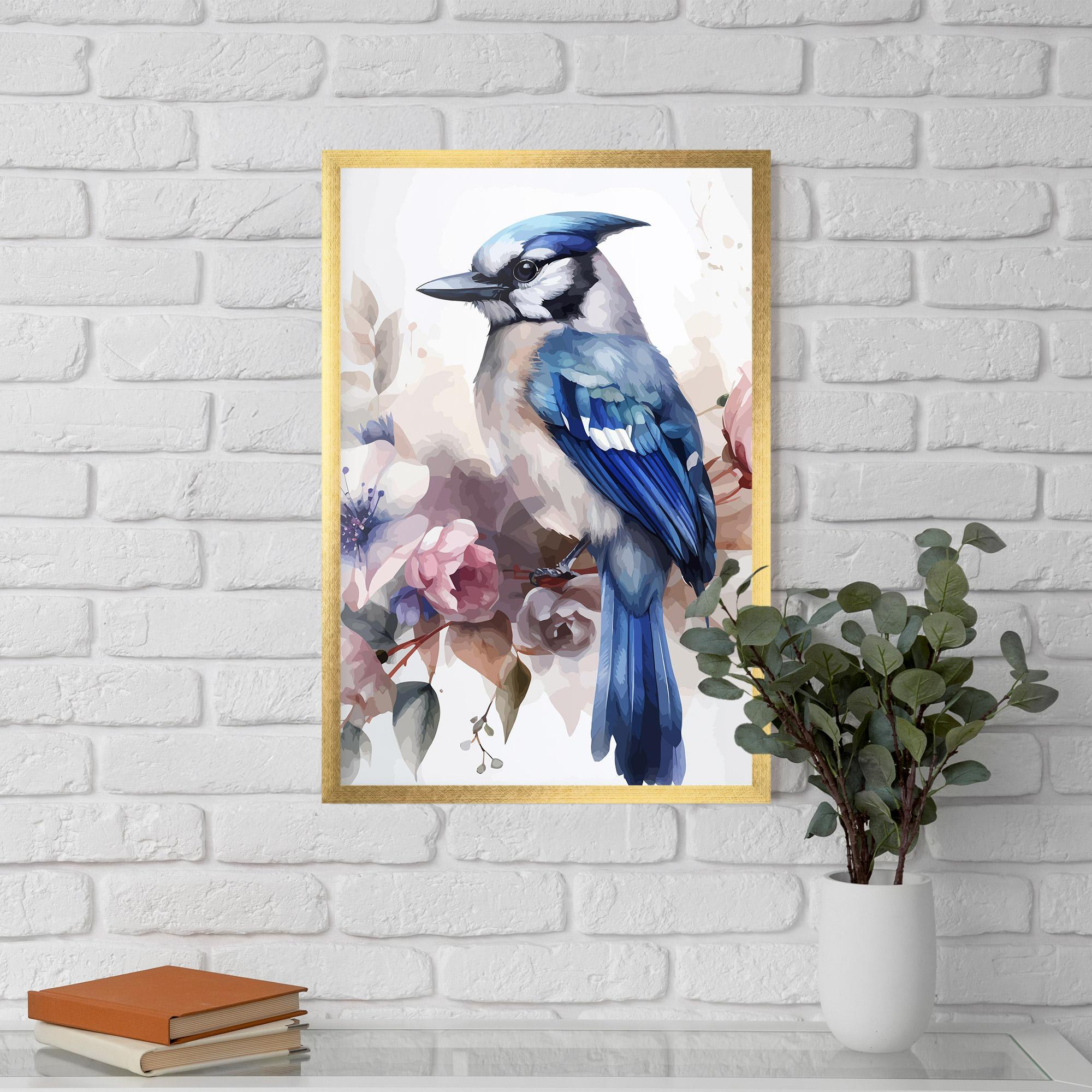 Poster Înrămat Bird Pretty Blue mockup 5
