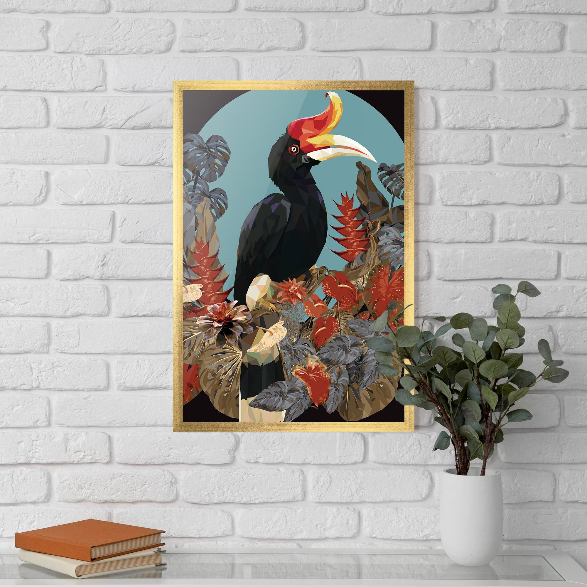 Poster Înrămat Black Interesting Bird mockup 5