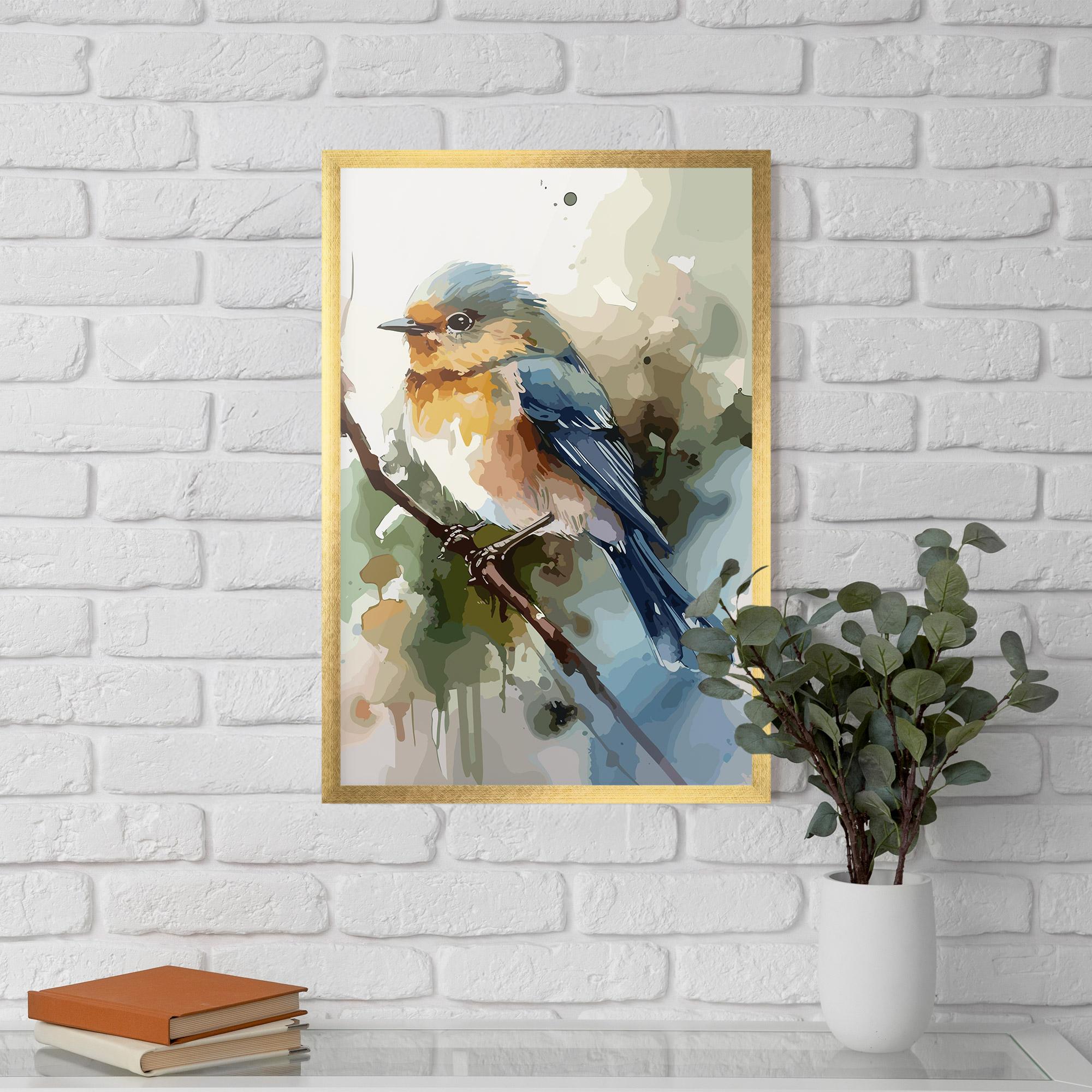 Poster Înrămat Blue Pretty Bird mockup 5