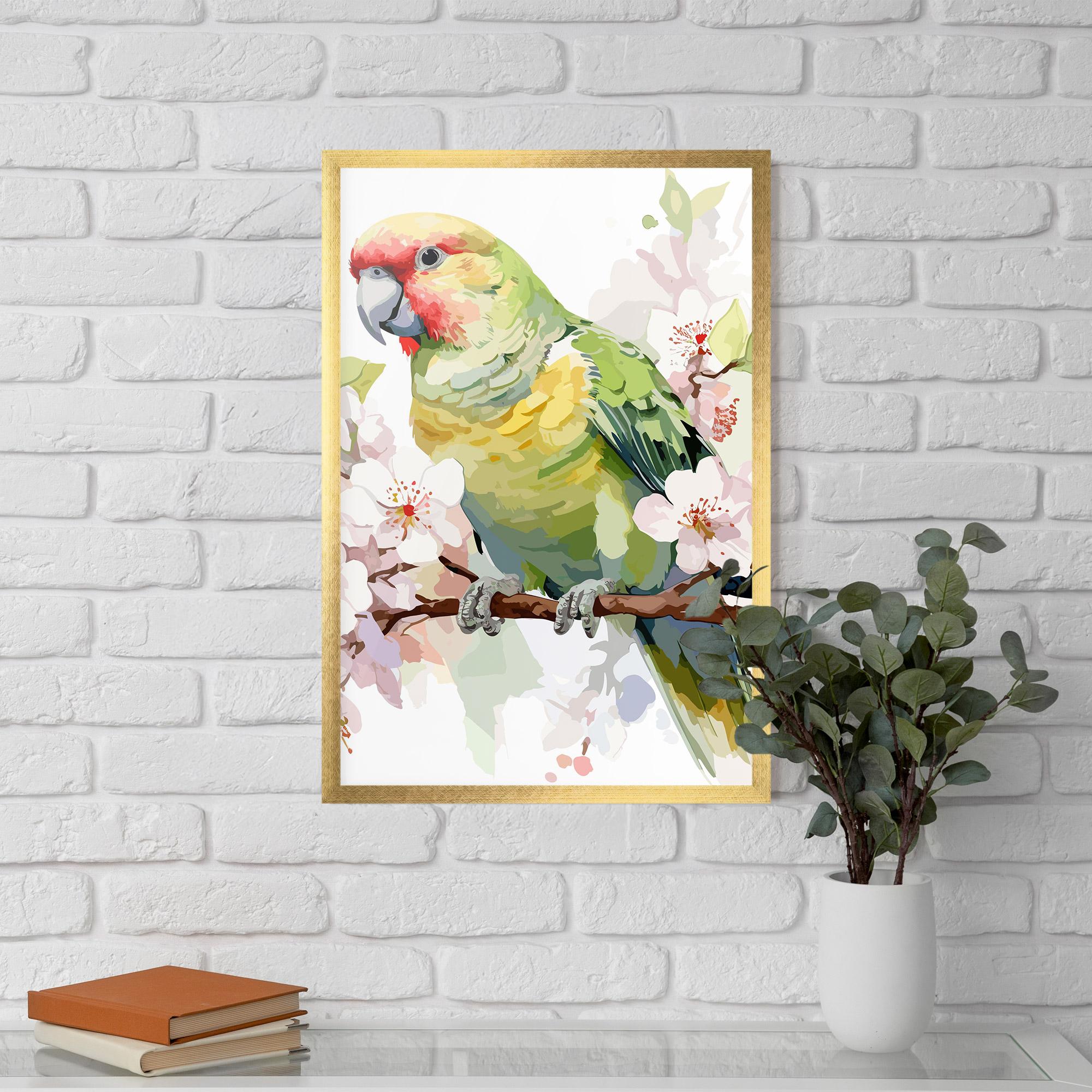 Poster Înrămat Cute Green Parrot mockup 5