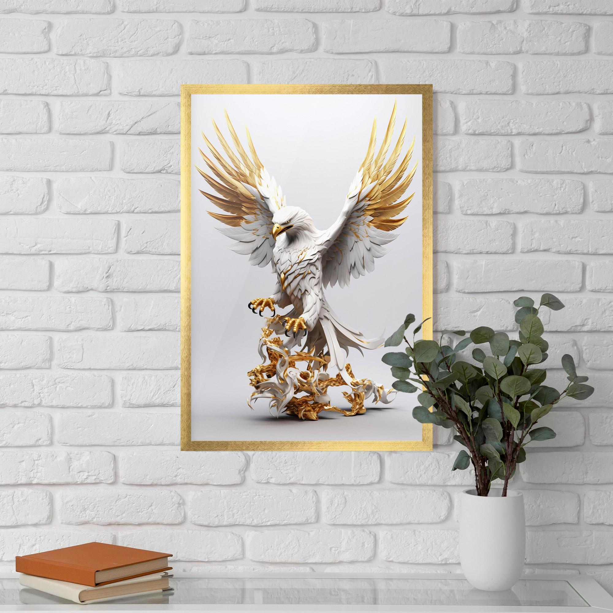 Poster Înrămat Gold 3d Eagle mockup 5