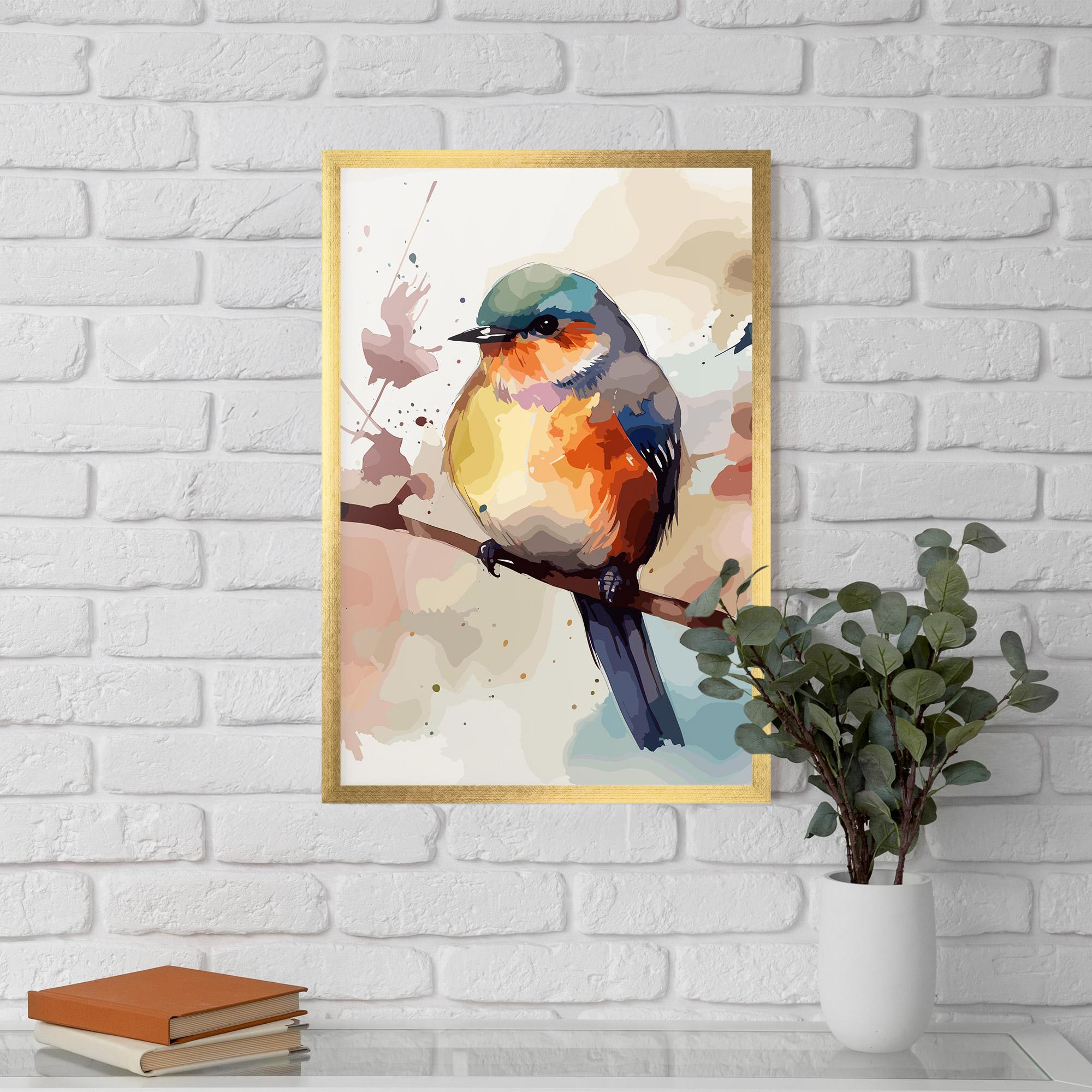 Poster Înrămat Orange Purple Bird mockup 5