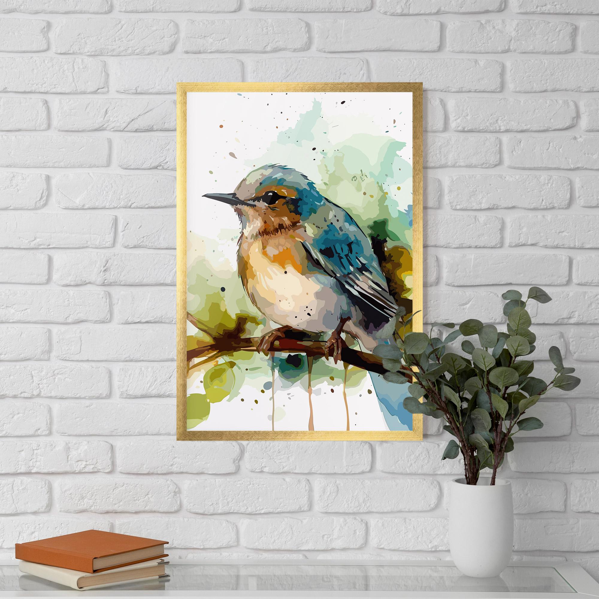 Poster Înrămat Pretty Blue Bird mockup 5