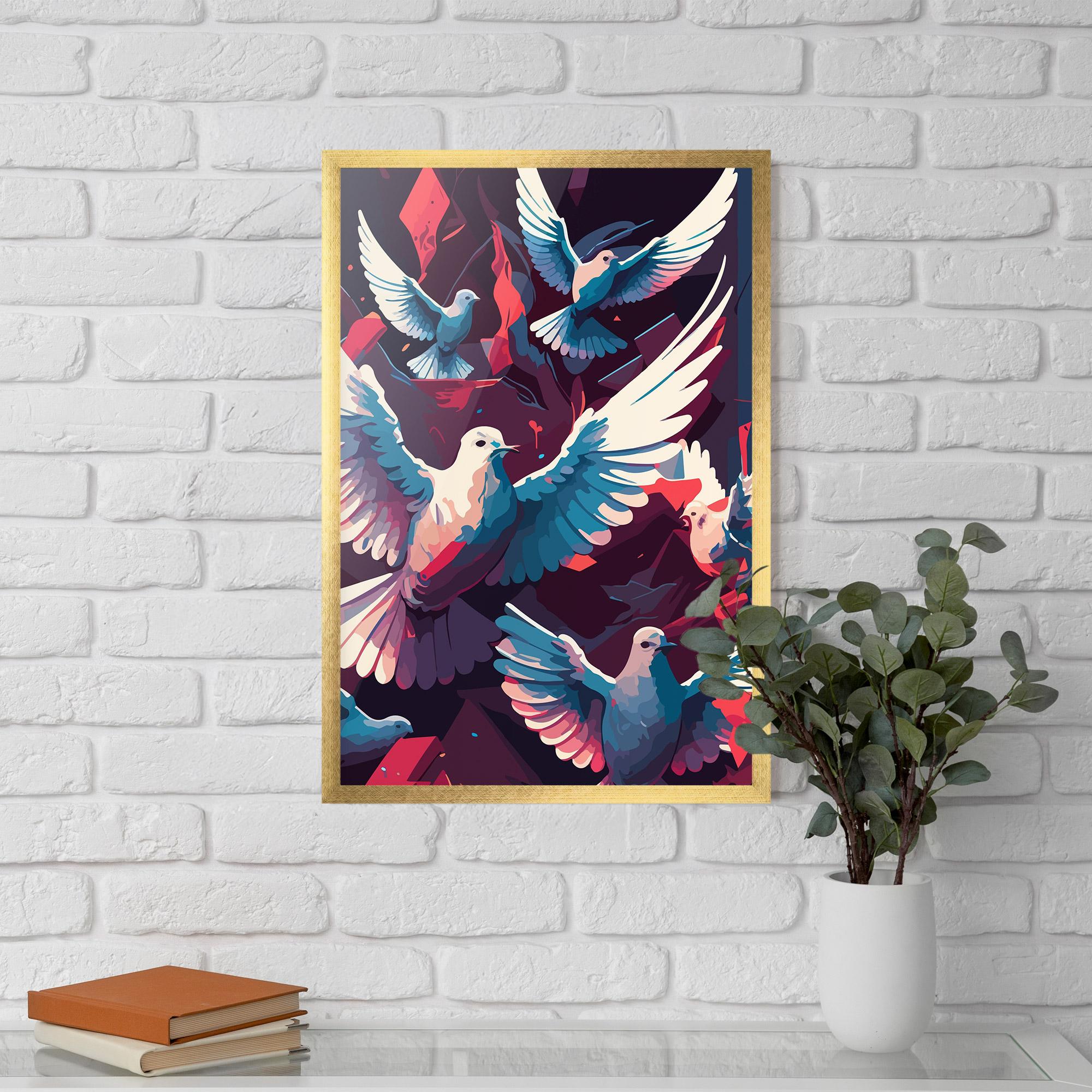 Poster Înrămat Pretty Dove Family mockup 5