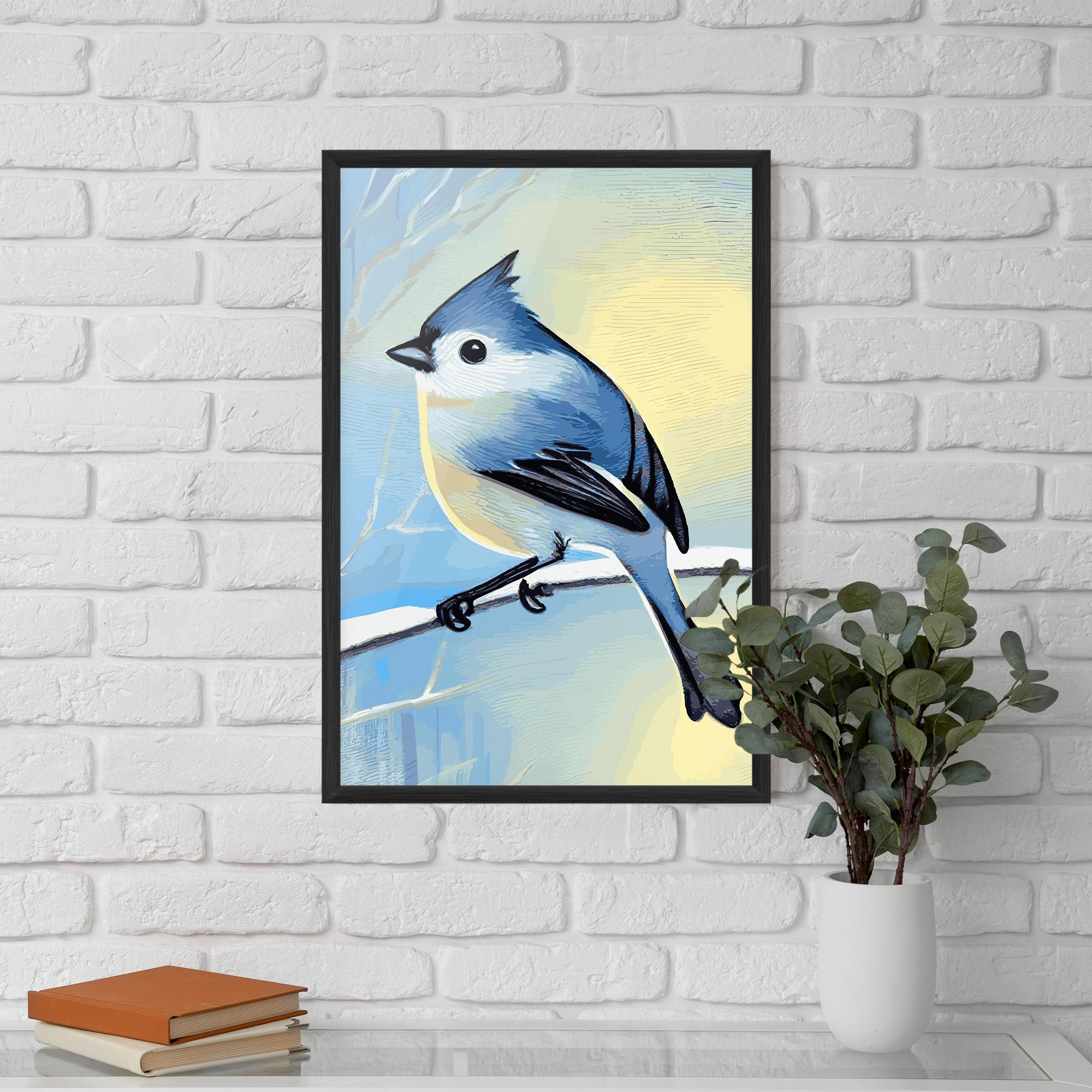 Poster Înrămat Bird Winter Painting mockup 5