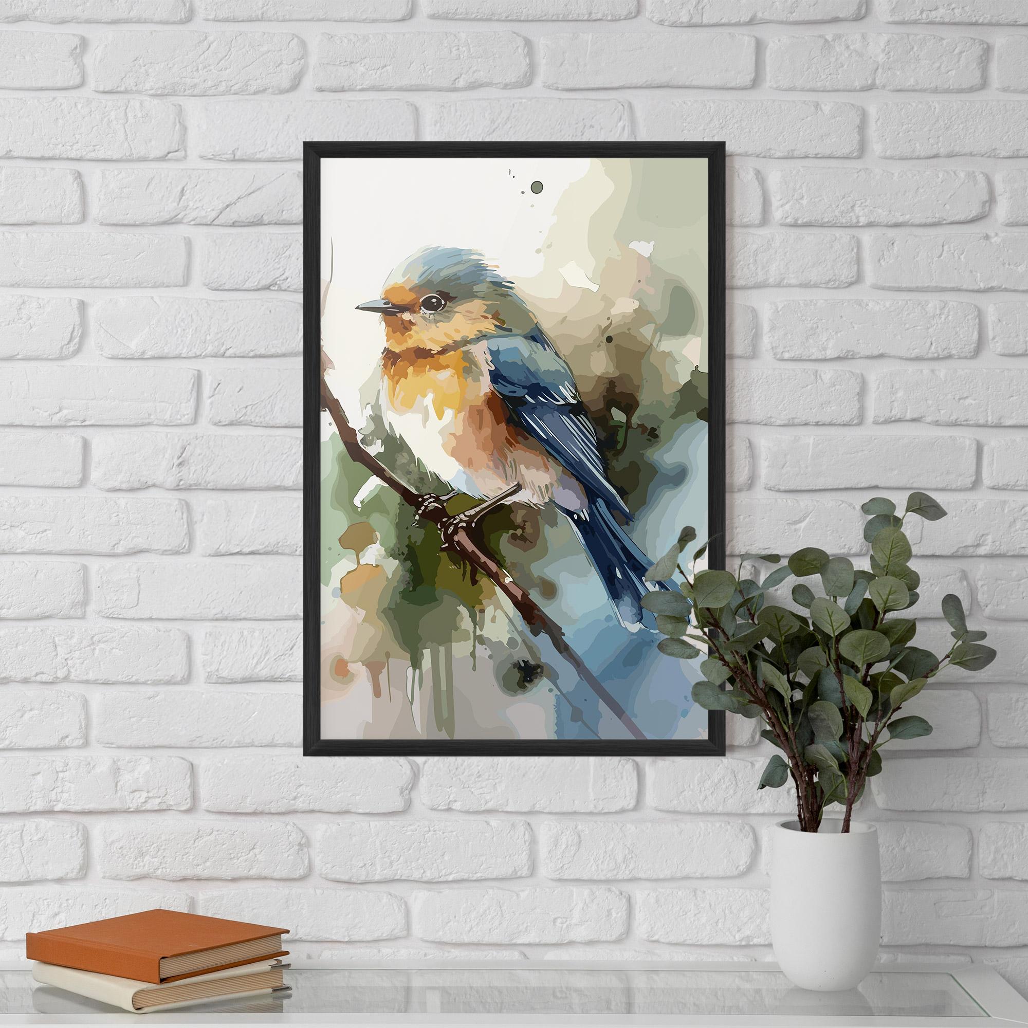 Poster Înrămat Blue Pretty Bird mockup 5