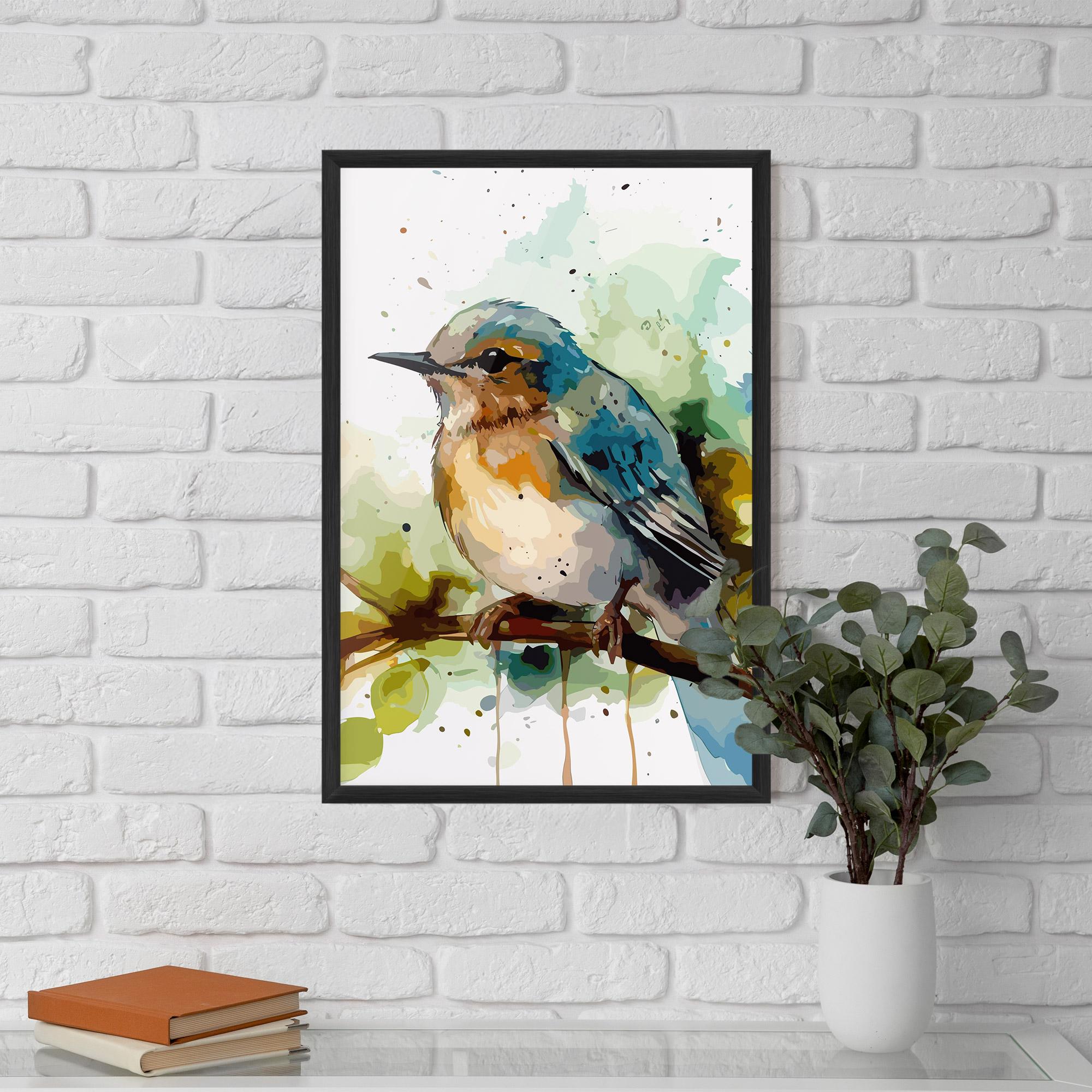 Poster Înrămat Pretty Blue Bird mockup 5