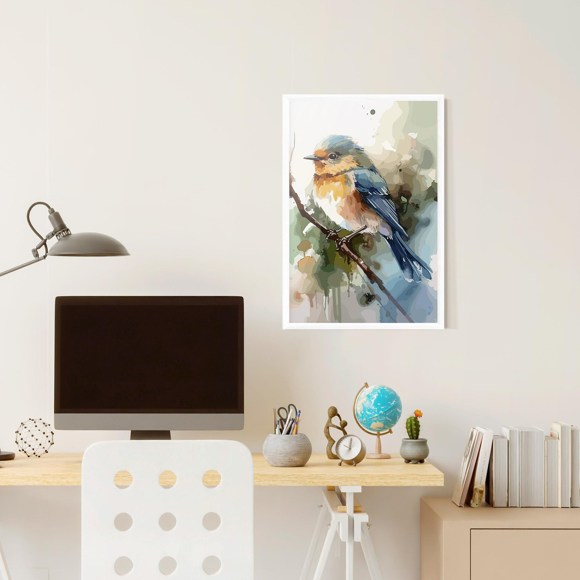 Poster Înrămat Blue Pretty Bird mockup 6