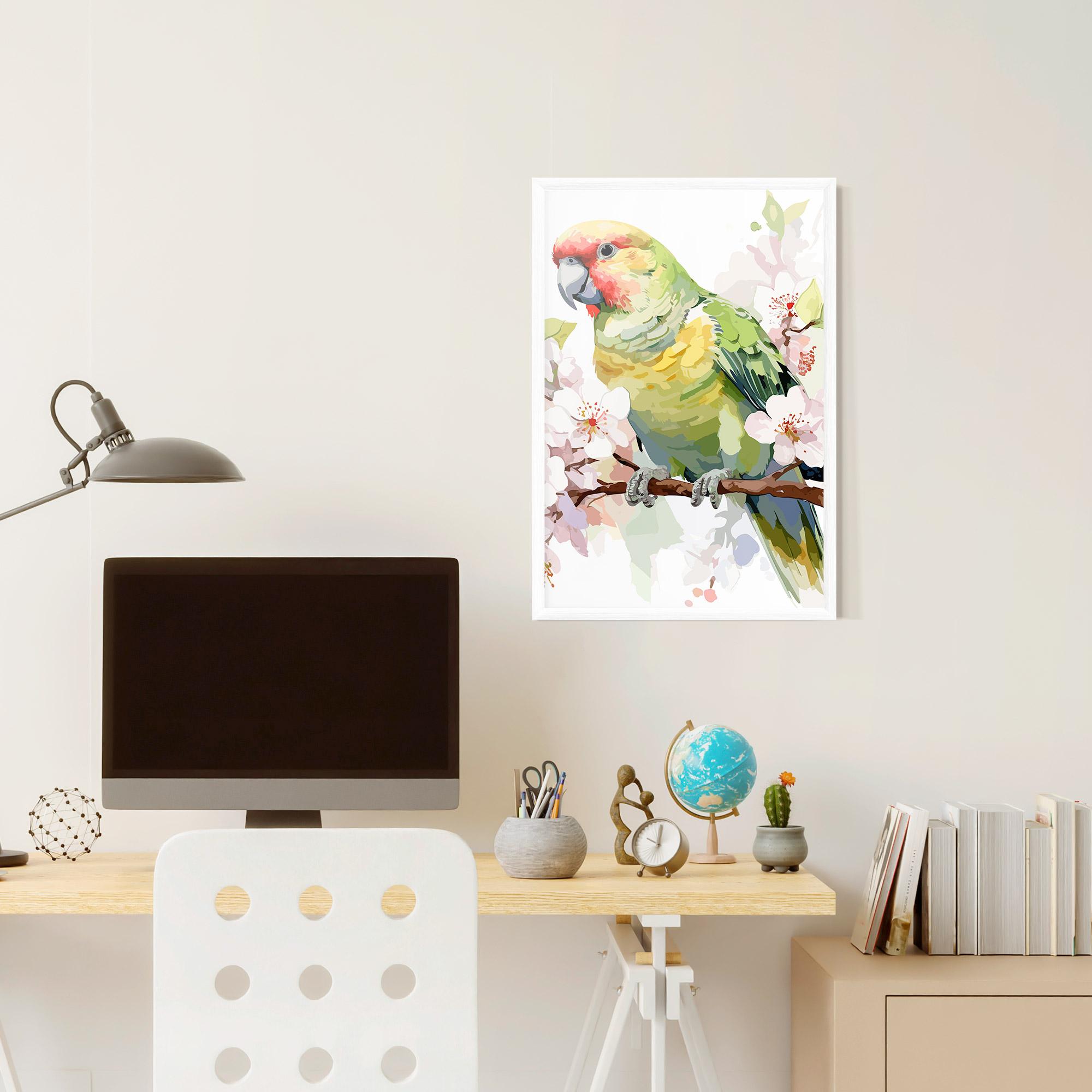 Poster Înrămat Cute Green Parrot mockup 6