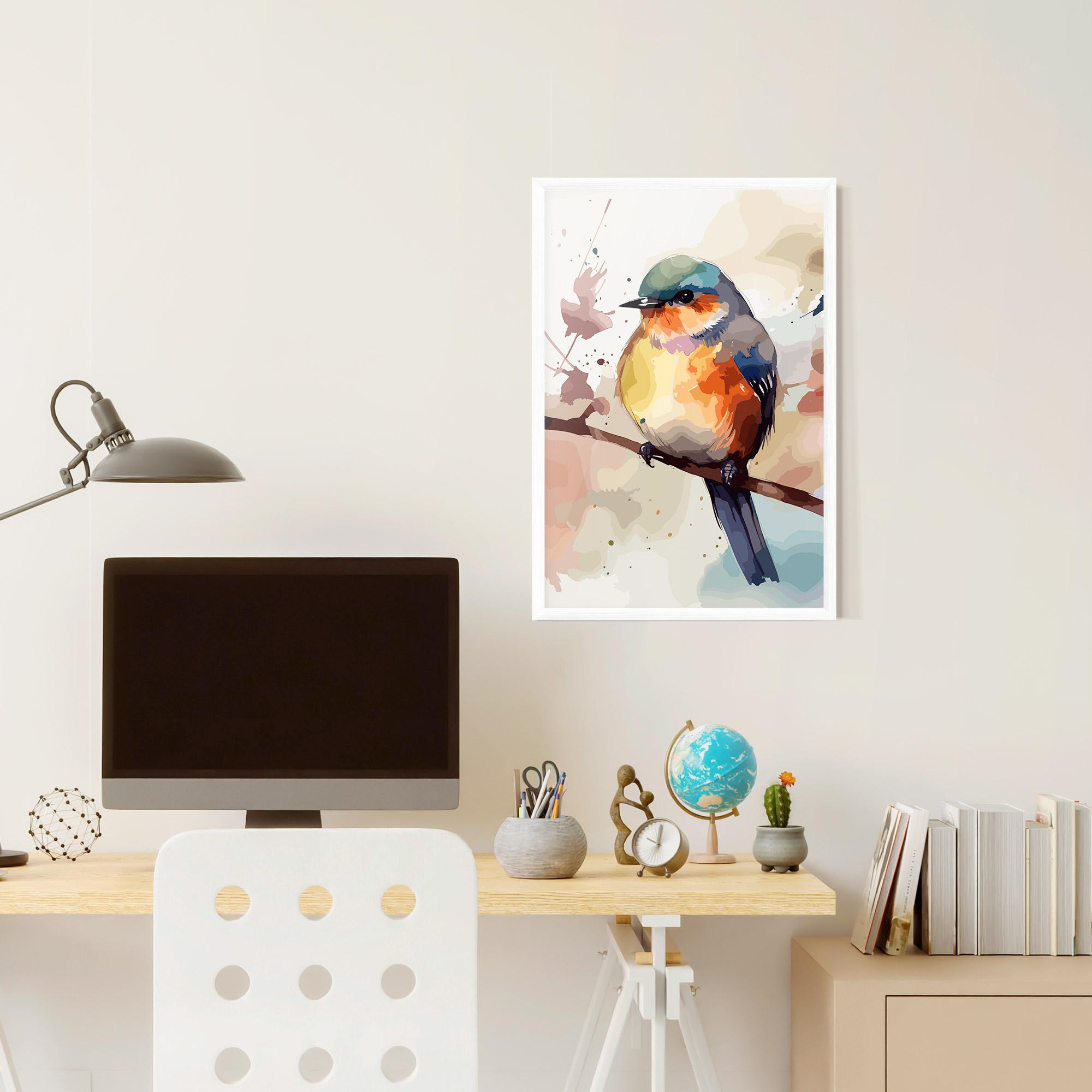 Poster Înrămat Orange Purple Bird mockup 6