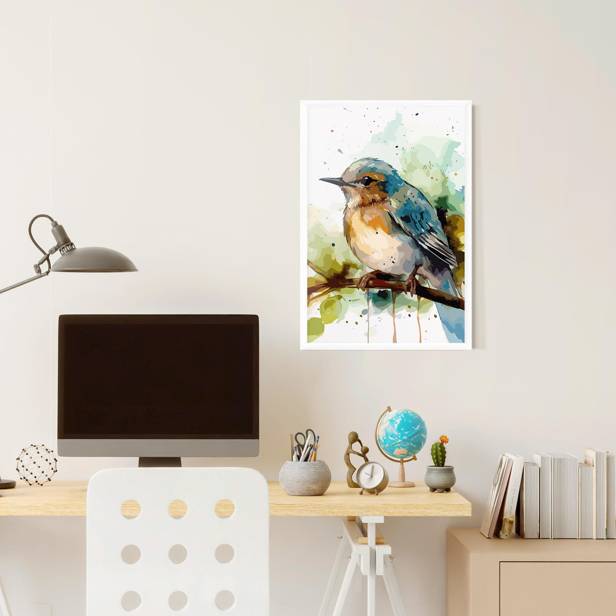 Poster Înrămat Pretty Blue Bird mockup 6