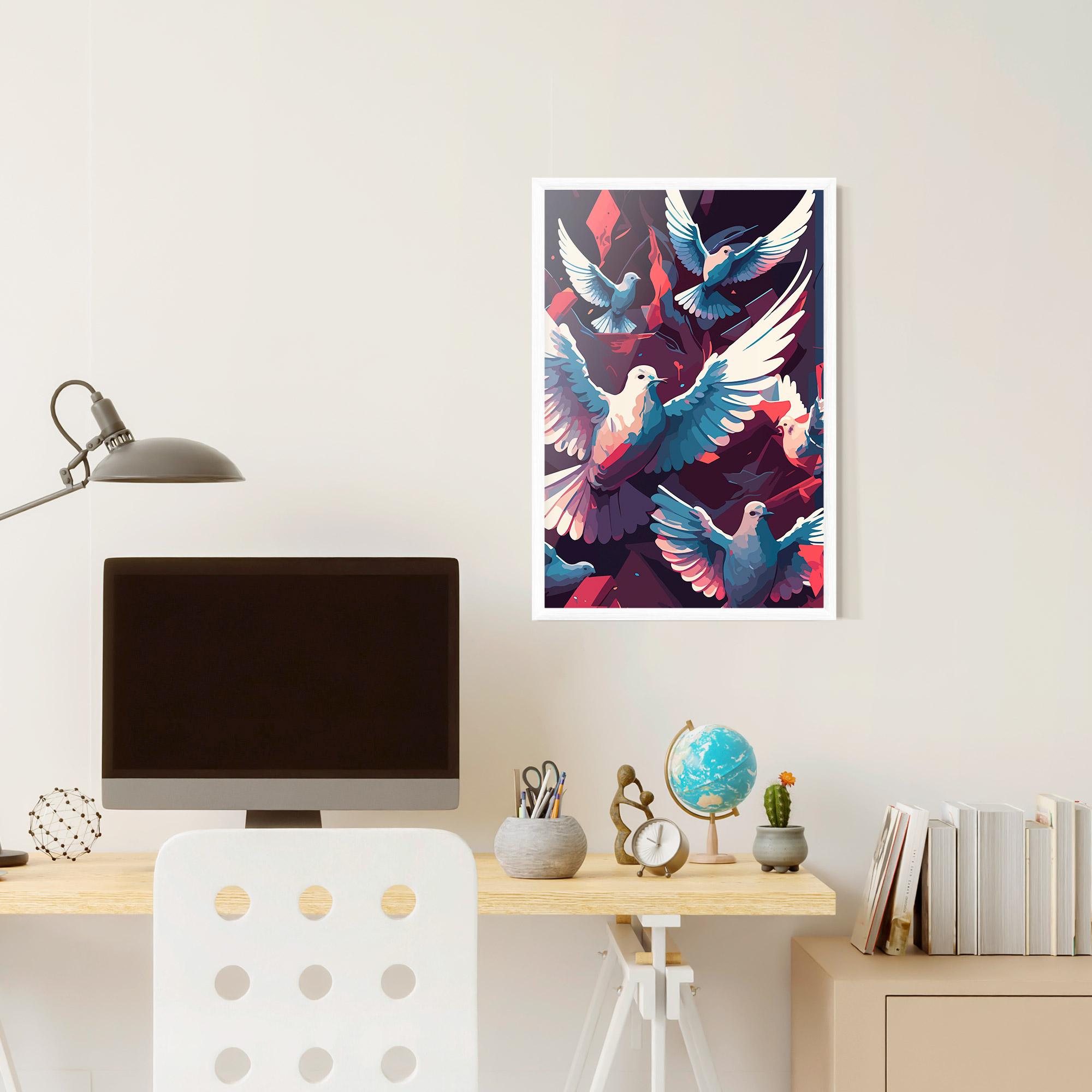 Poster Înrămat Pretty Dove Family mockup 6