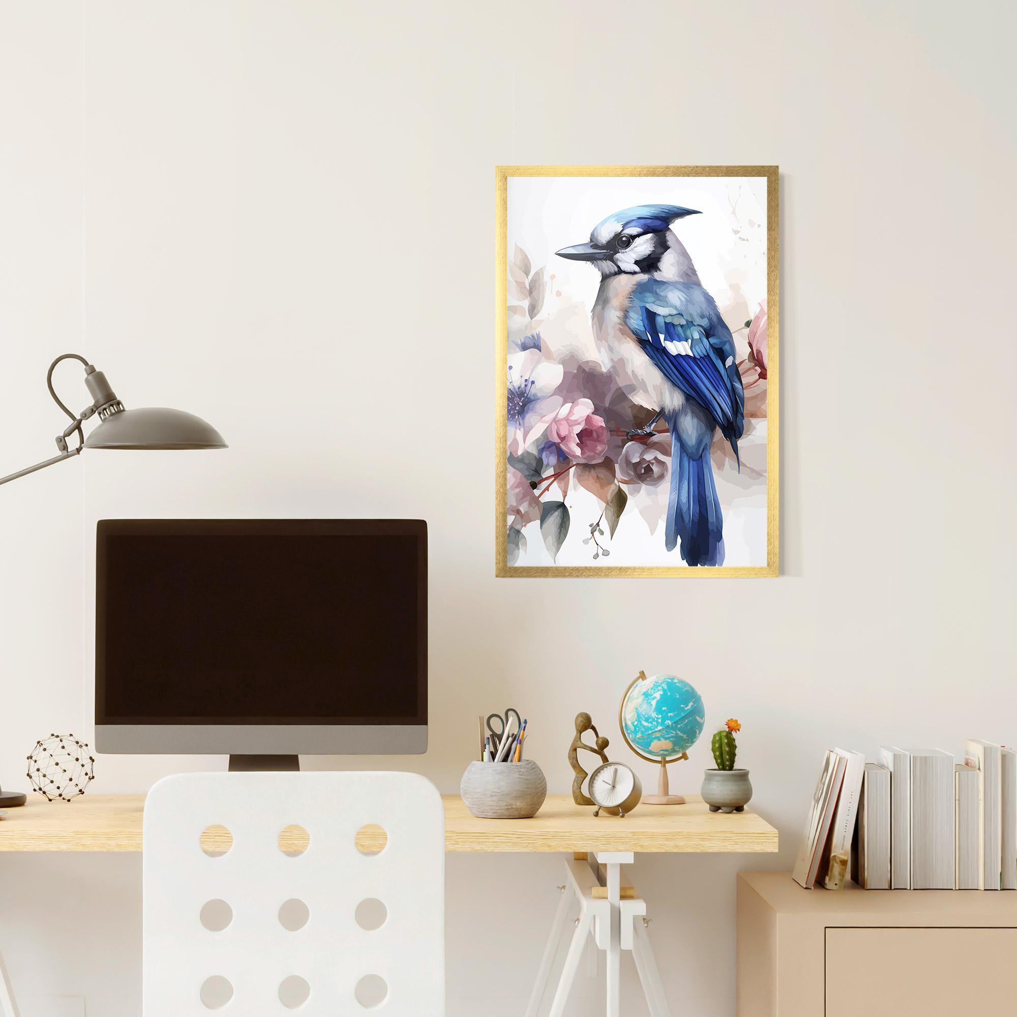 Poster Înrămat Bird Pretty Blue mockup 6