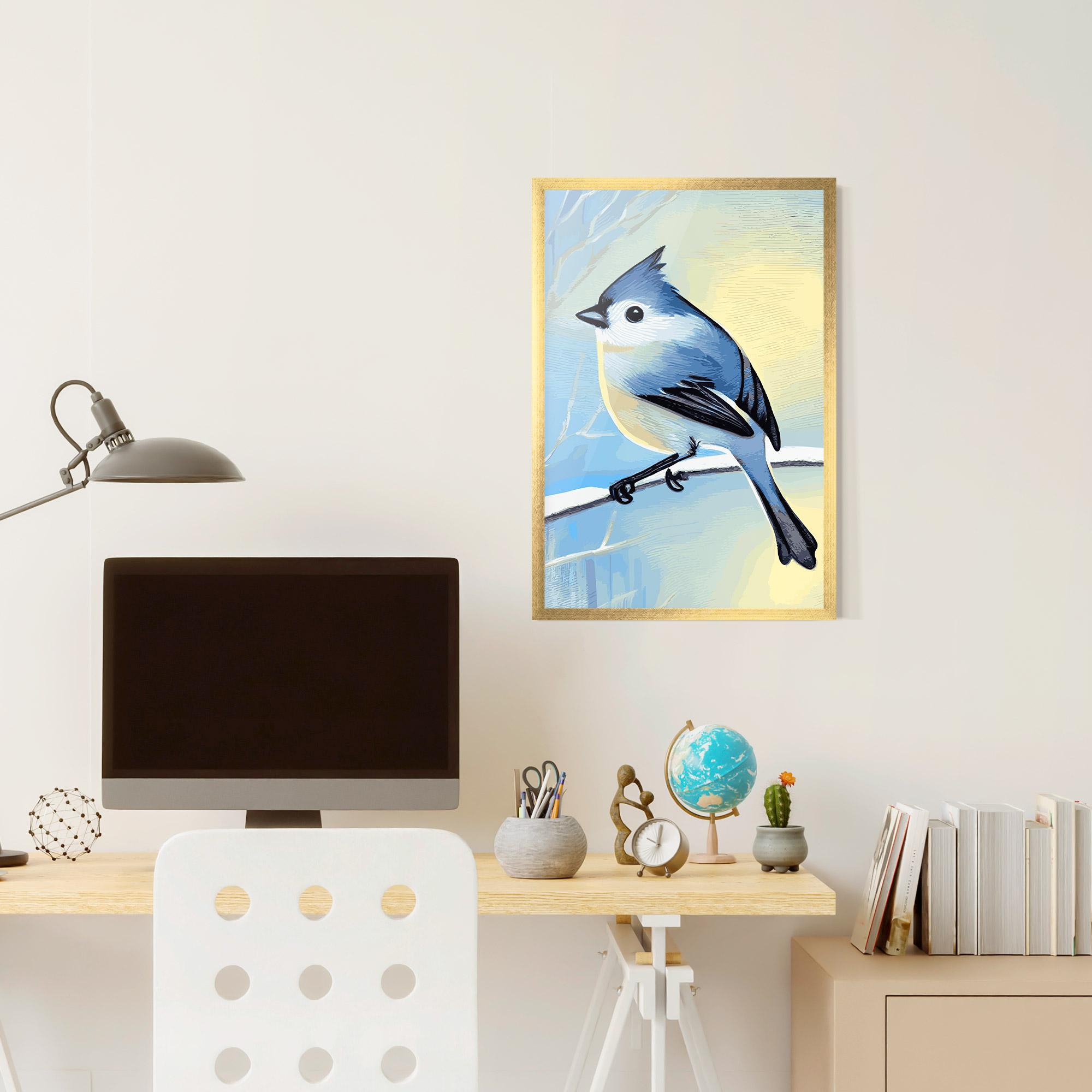 Poster Înrămat Bird Winter Painting mockup 6