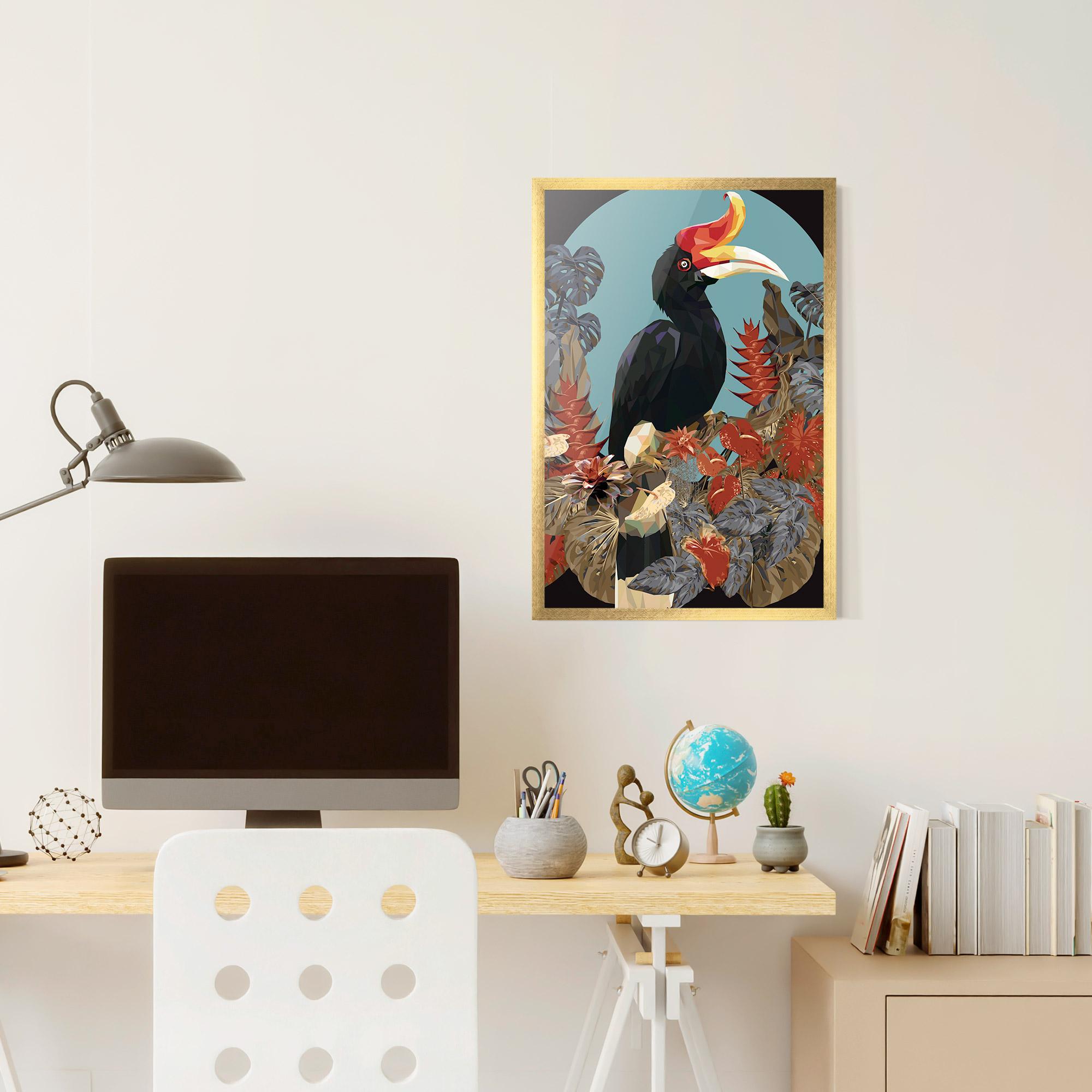 Poster Înrămat Black Interesting Bird mockup 6