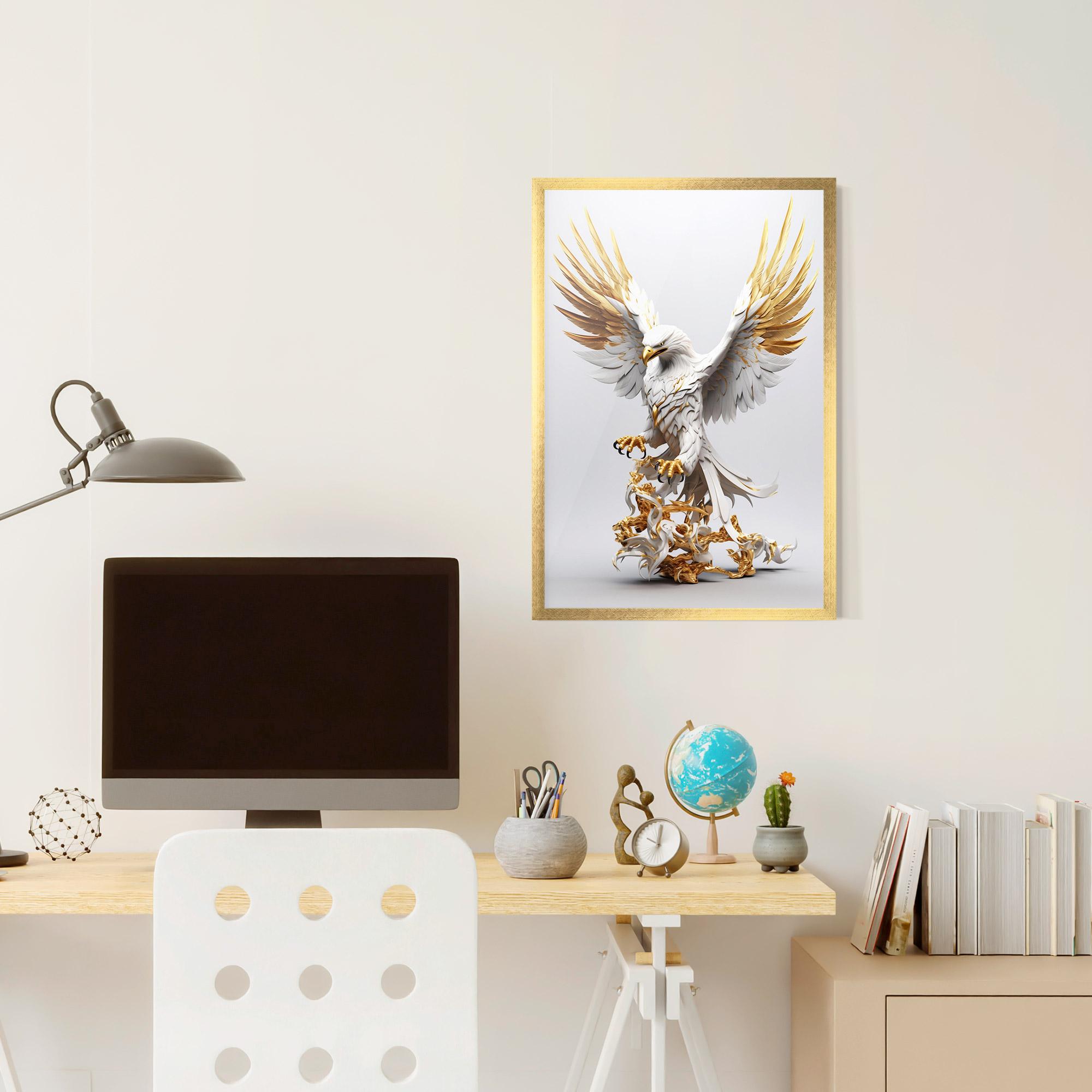Poster Înrămat Gold 3d Eagle mockup 6
