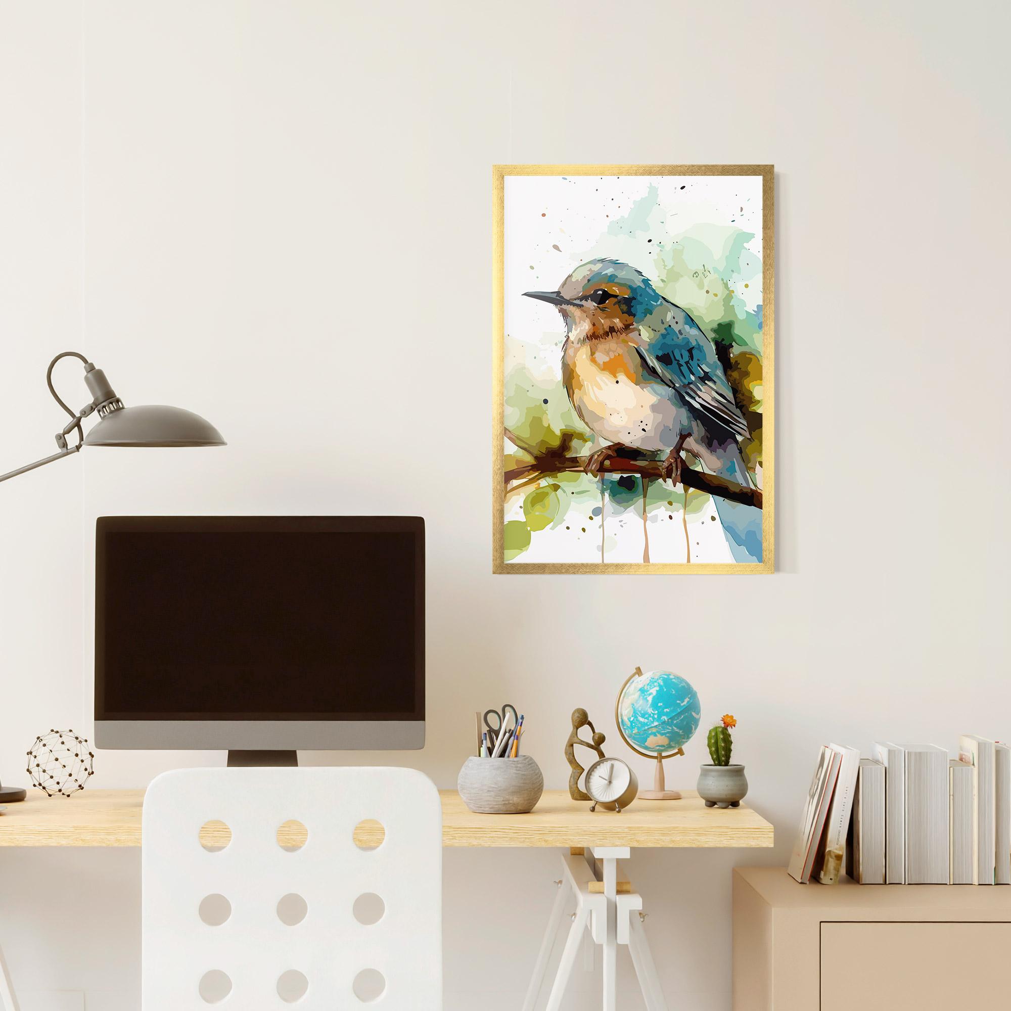 Poster Înrămat Pretty Blue Bird mockup 6