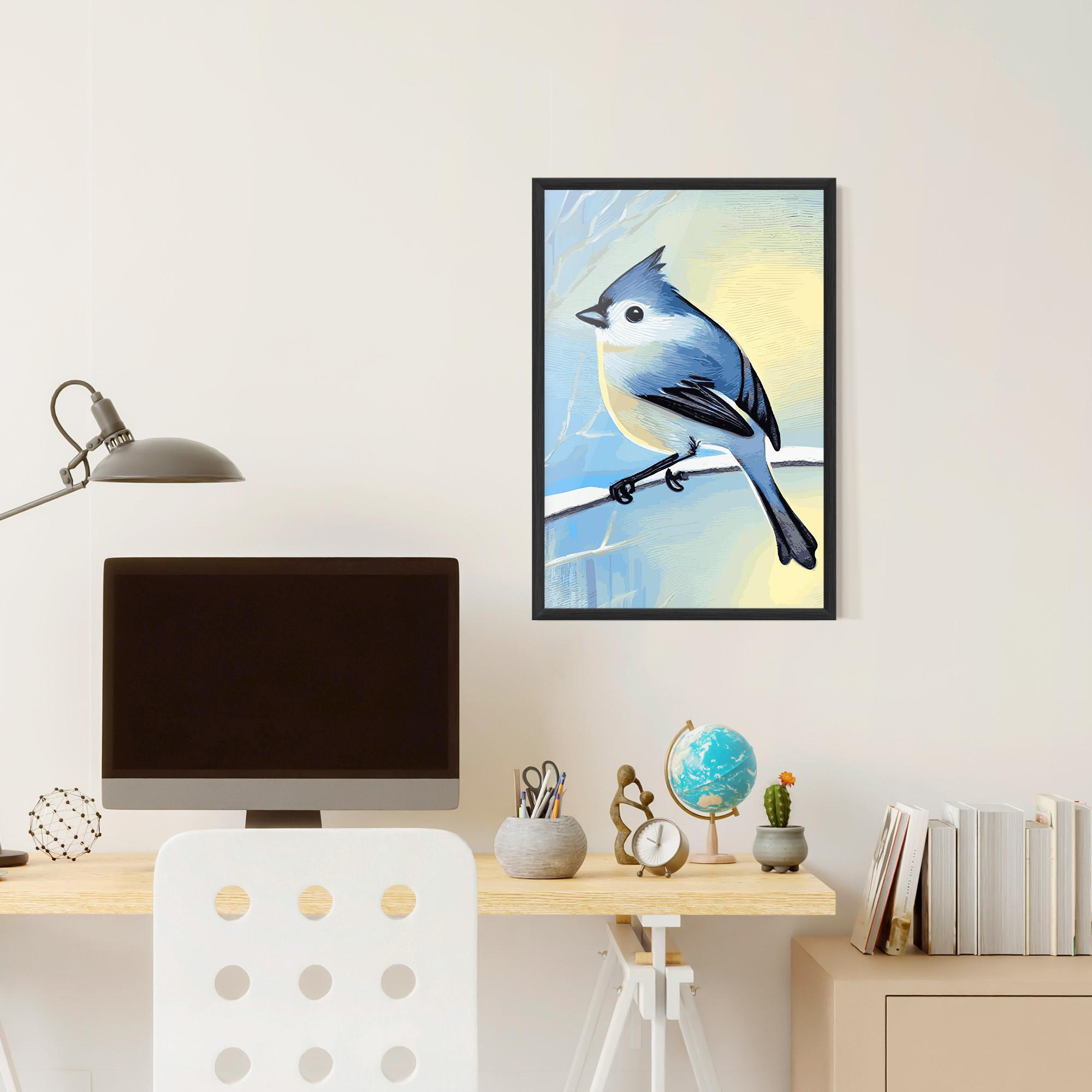 Poster Înrămat Bird Winter Painting mockup 6