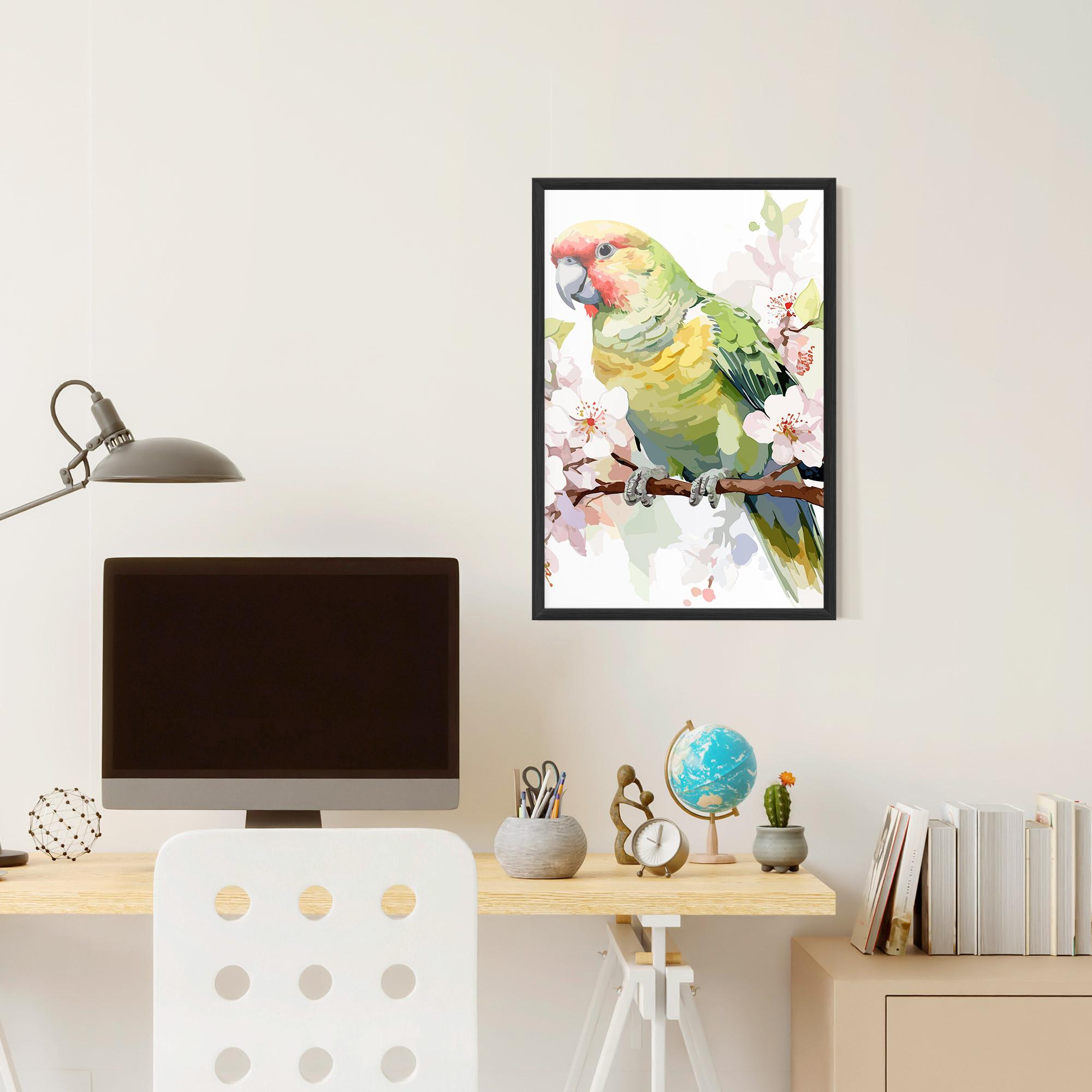 Poster Înrămat Cute Green Parrot mockup 6