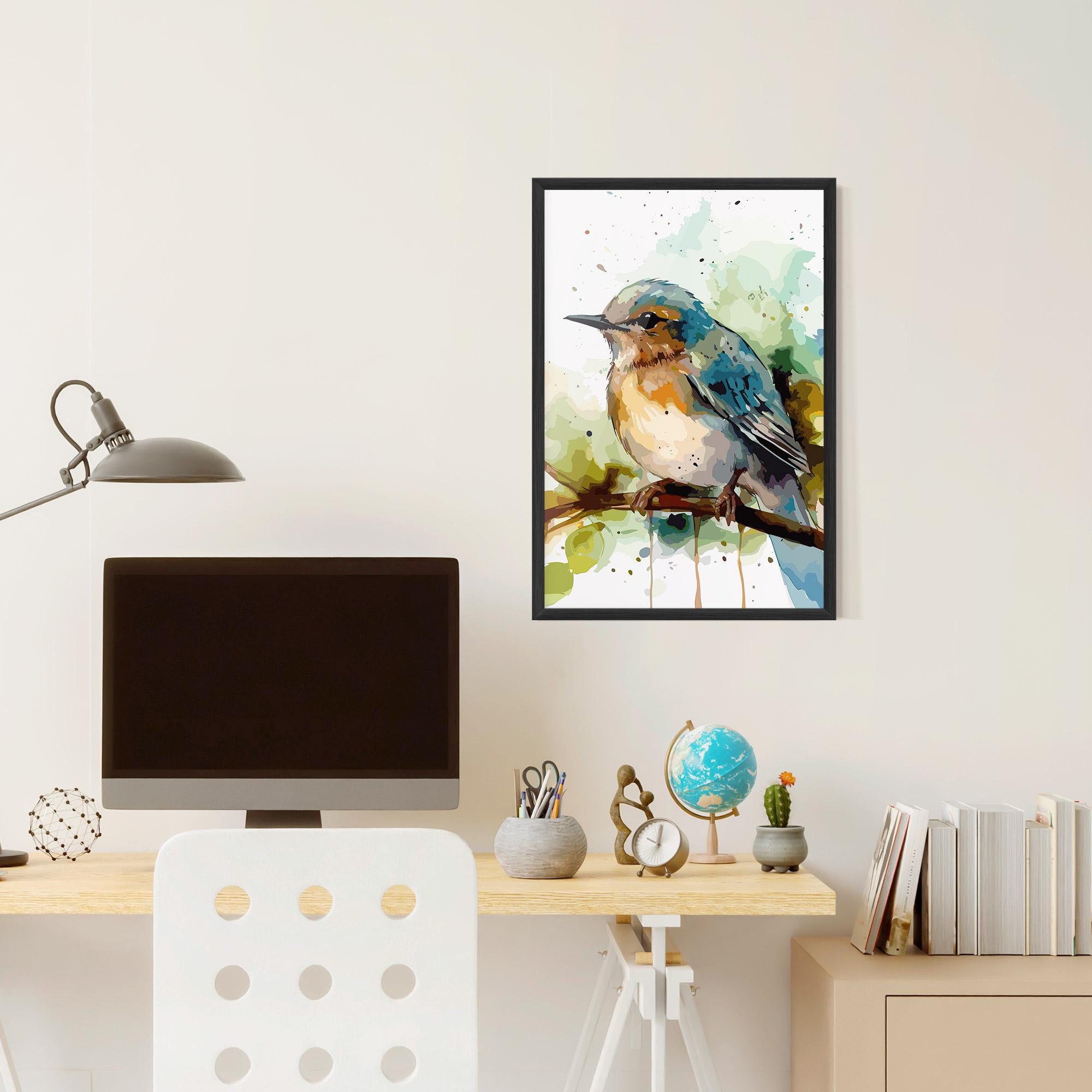 Poster Înrămat Pretty Blue Bird mockup 6
