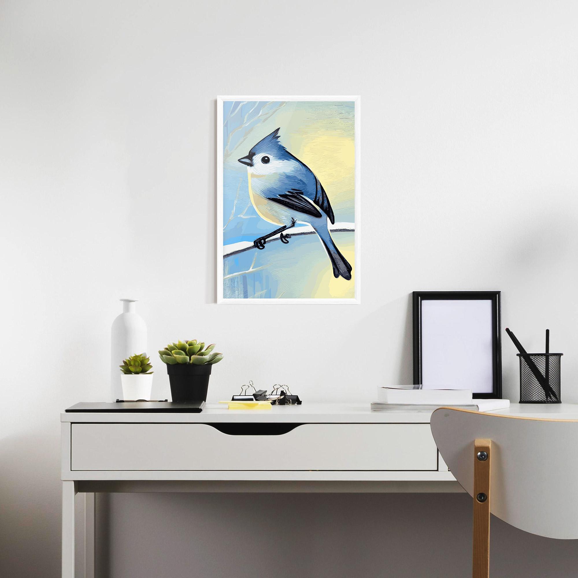 Poster Înrămat Bird Winter Painting mockup 7