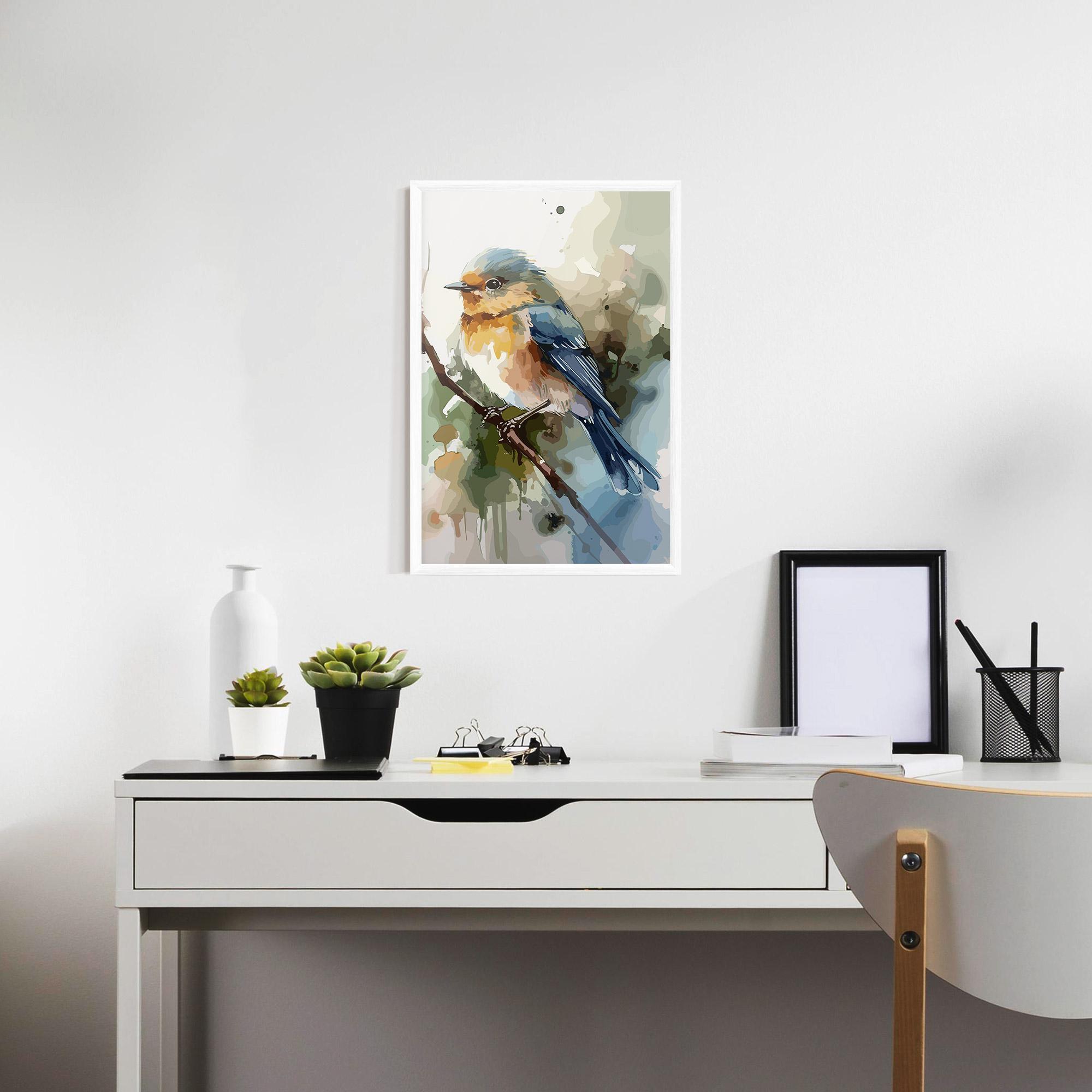 Poster Înrămat Blue Pretty Bird mockup 7