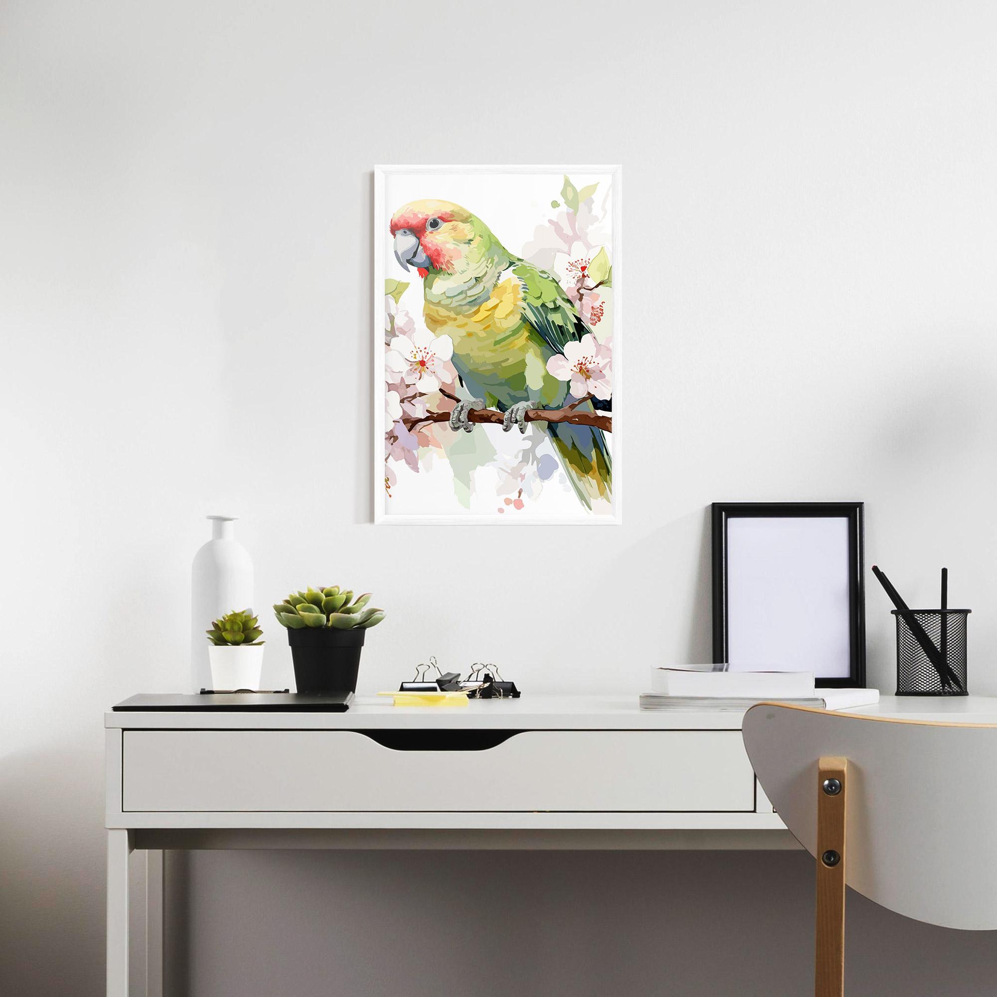 Poster Înrămat Cute Green Parrot mockup 7