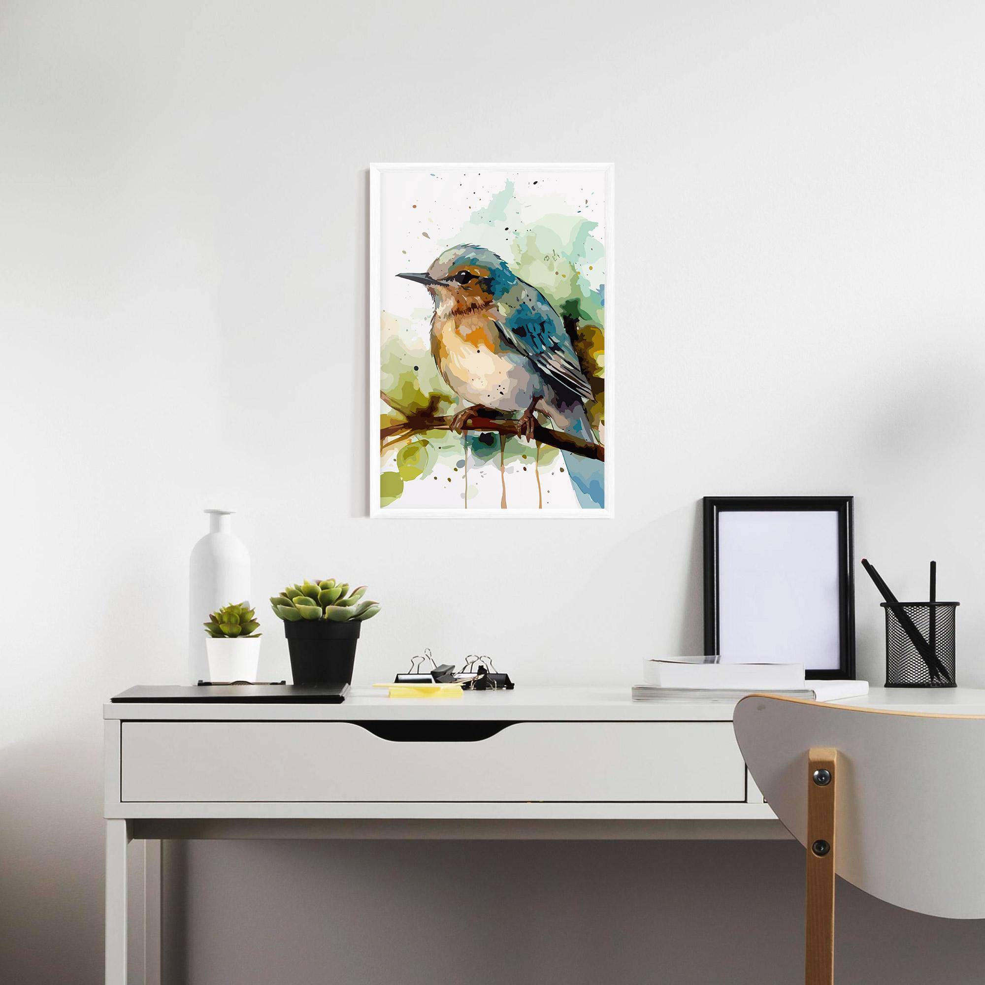 Poster Înrămat Pretty Blue Bird mockup 7