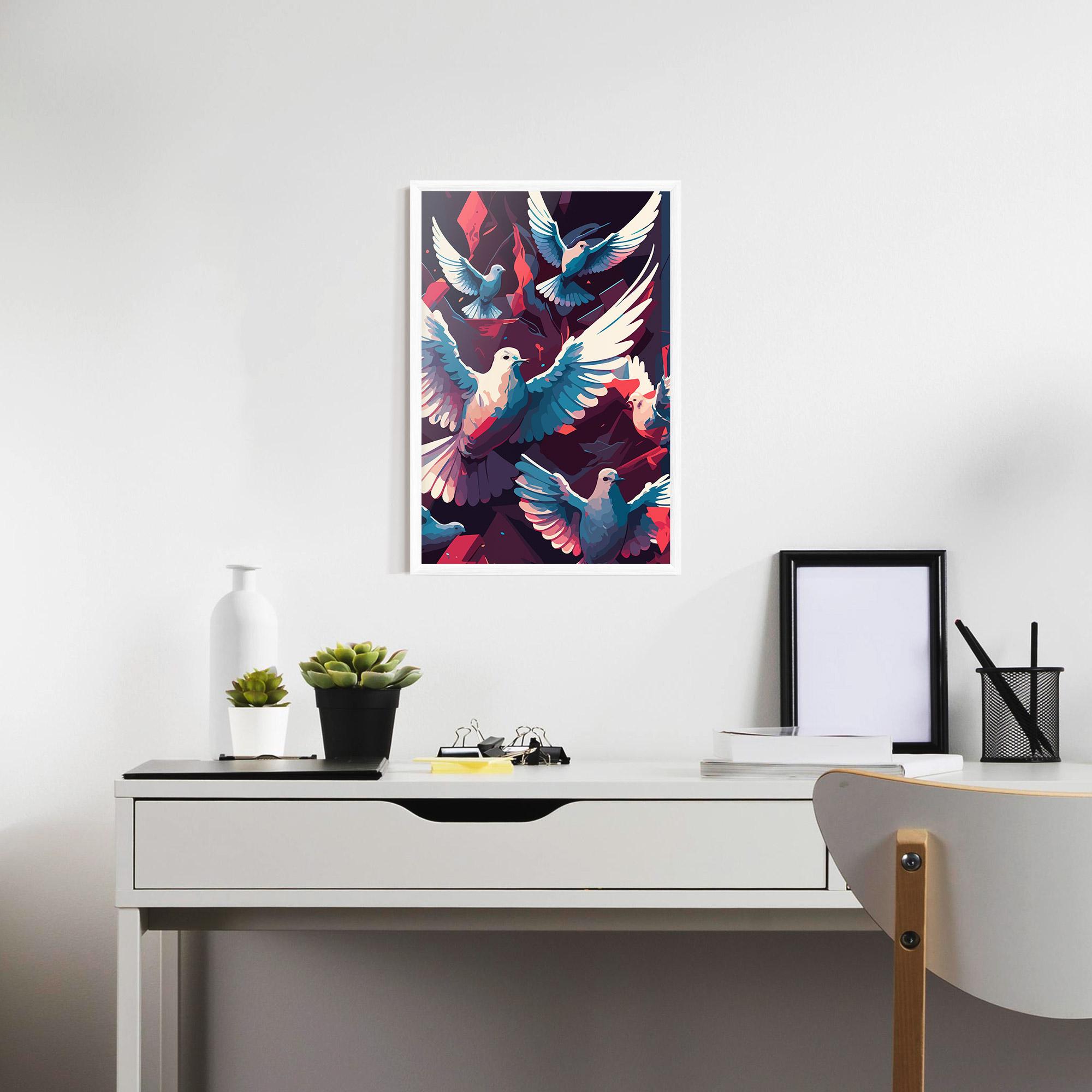 Poster Înrămat Pretty Dove Family mockup 7