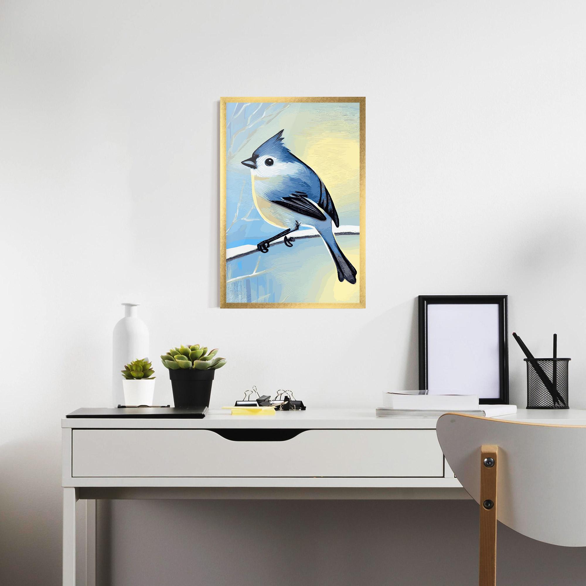 Poster Înrămat Bird Winter Painting mockup 7