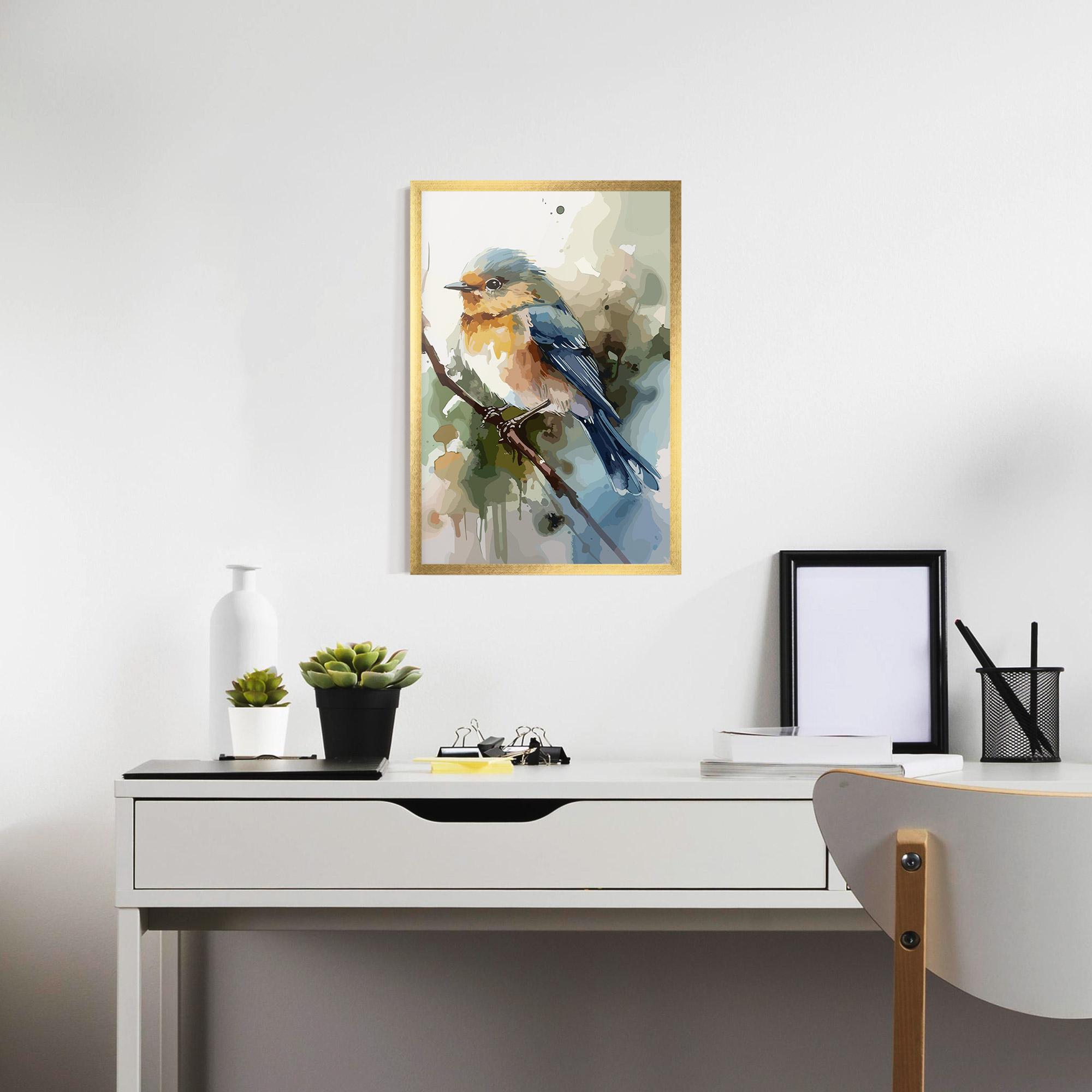 Poster Înrămat Blue Pretty Bird mockup 7