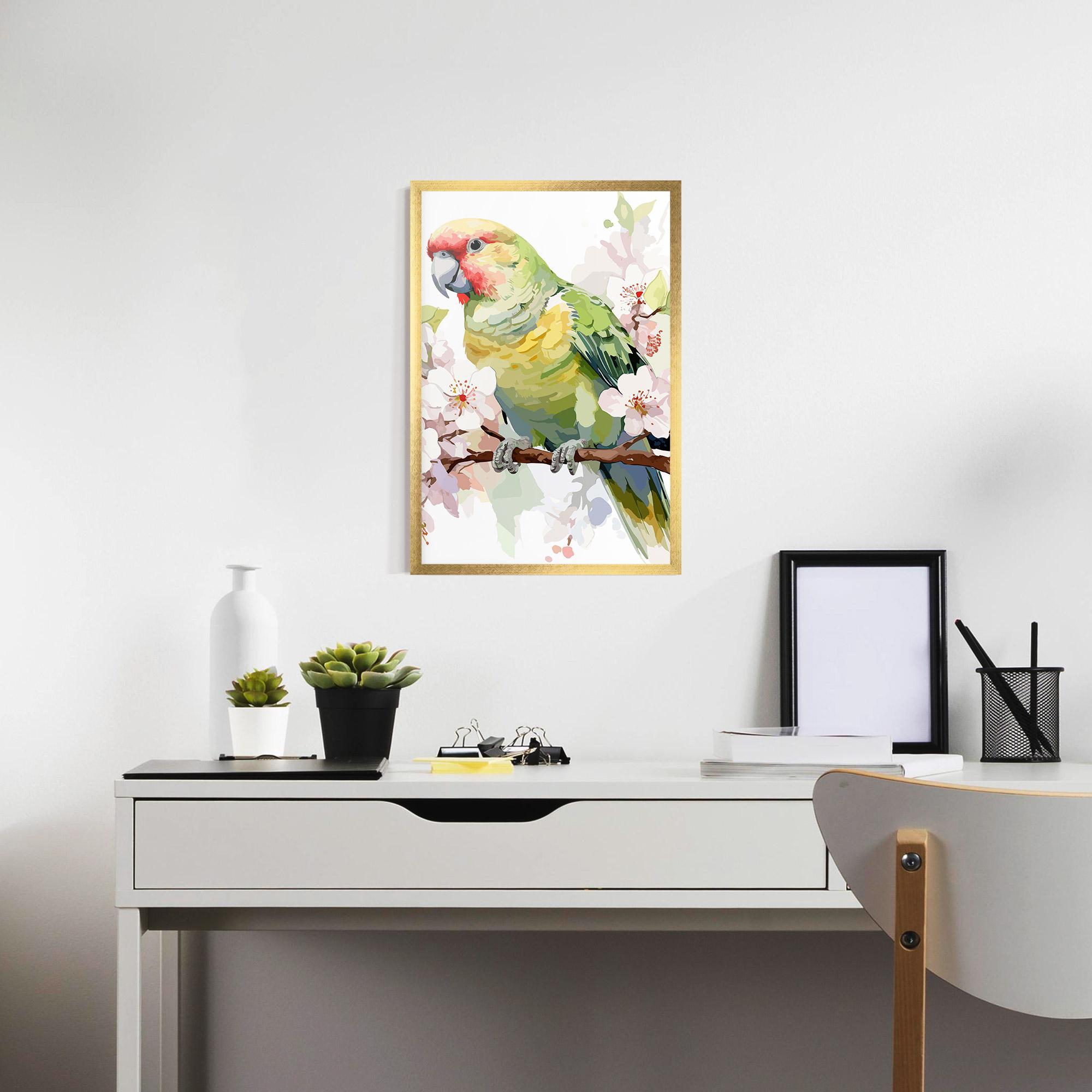 Poster Înrămat Cute Green Parrot mockup 7