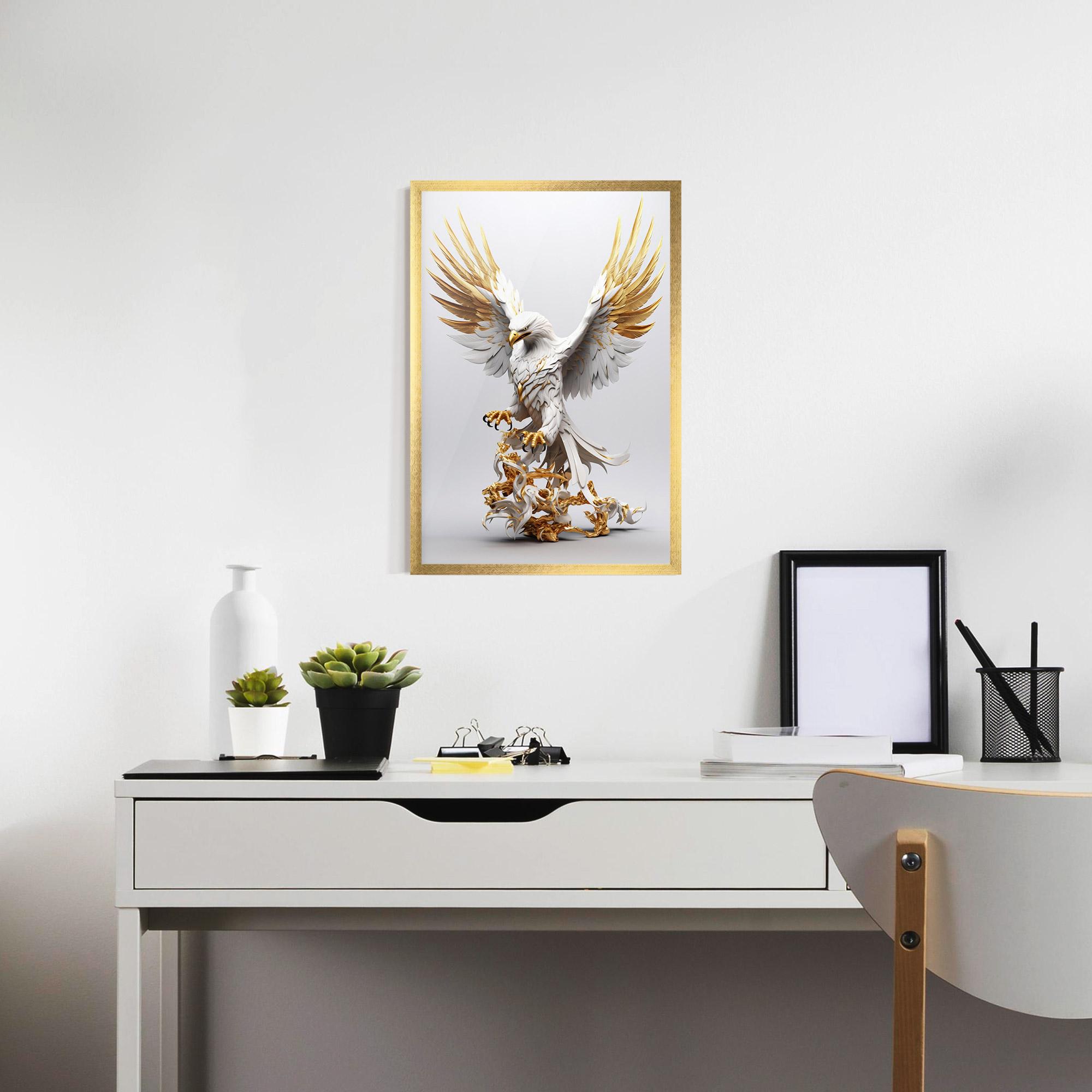 Poster Înrămat Gold 3d Eagle mockup 7