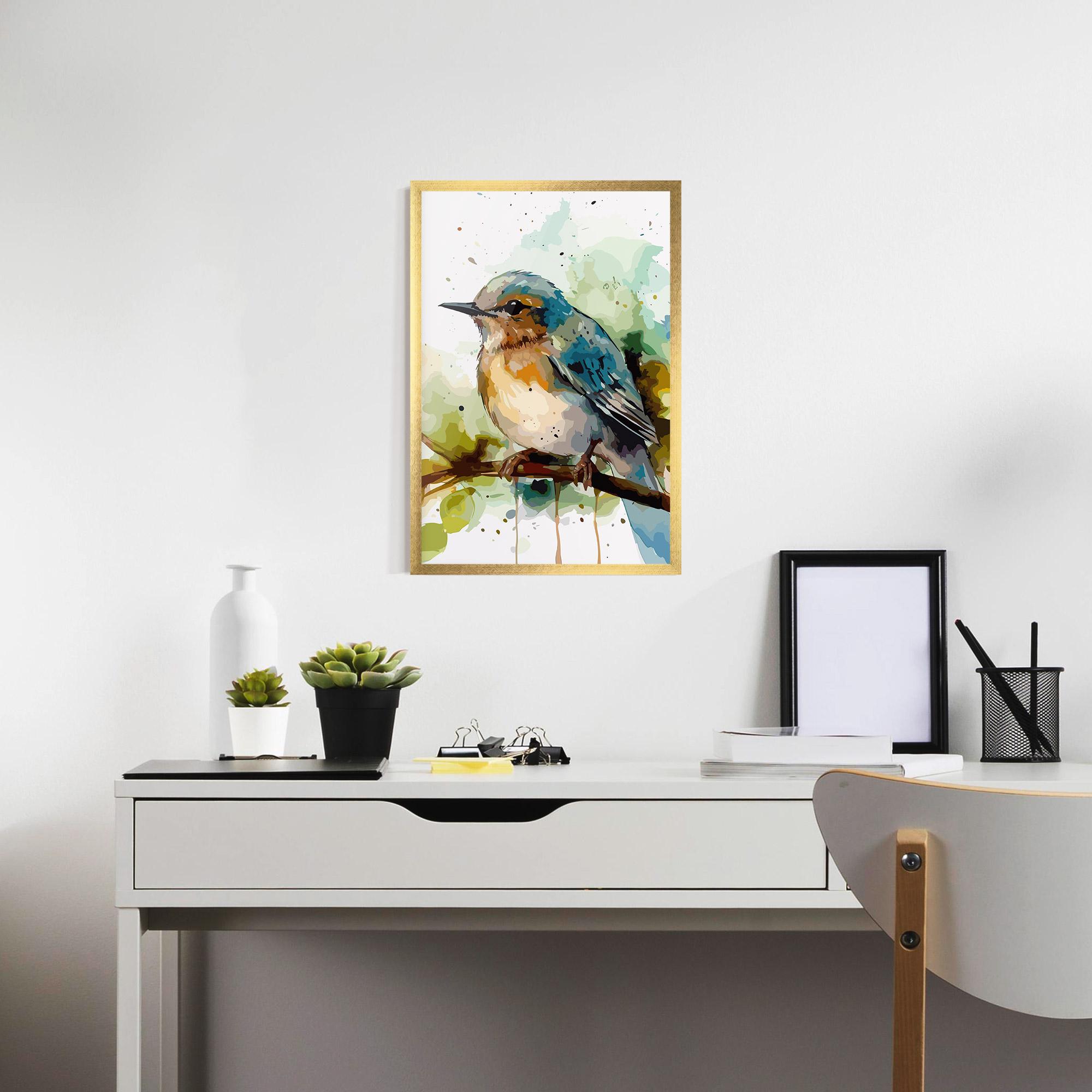 Poster Înrămat Pretty Blue Bird mockup 7