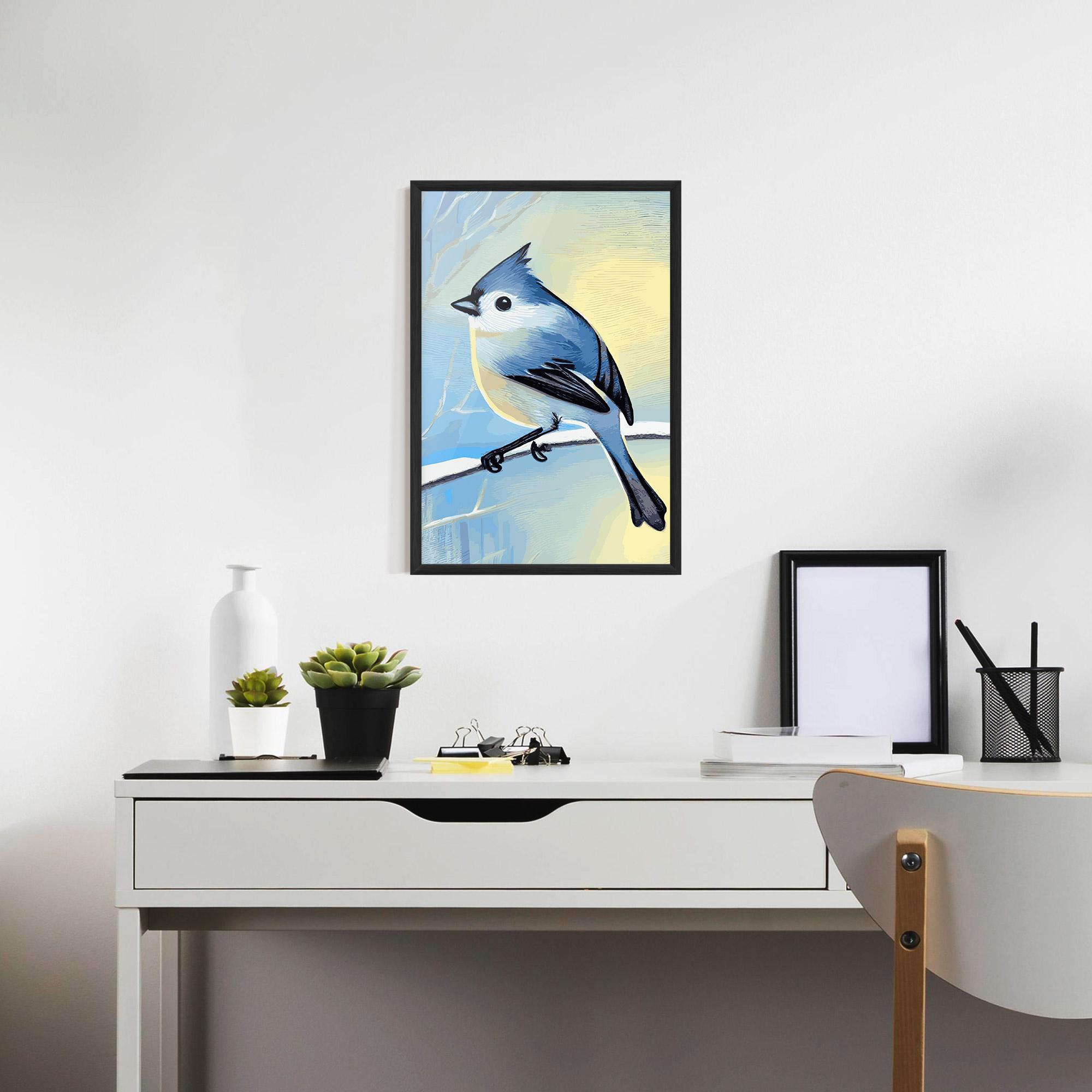 Poster Înrămat Bird Winter Painting mockup 7