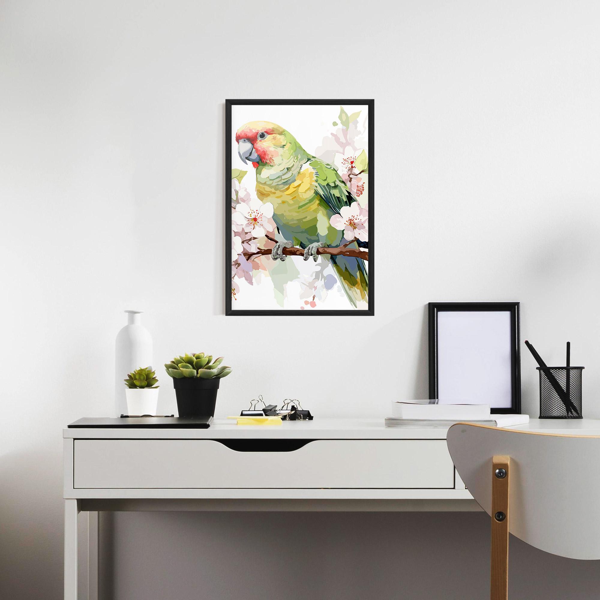 Poster Înrămat Cute Green Parrot mockup 7