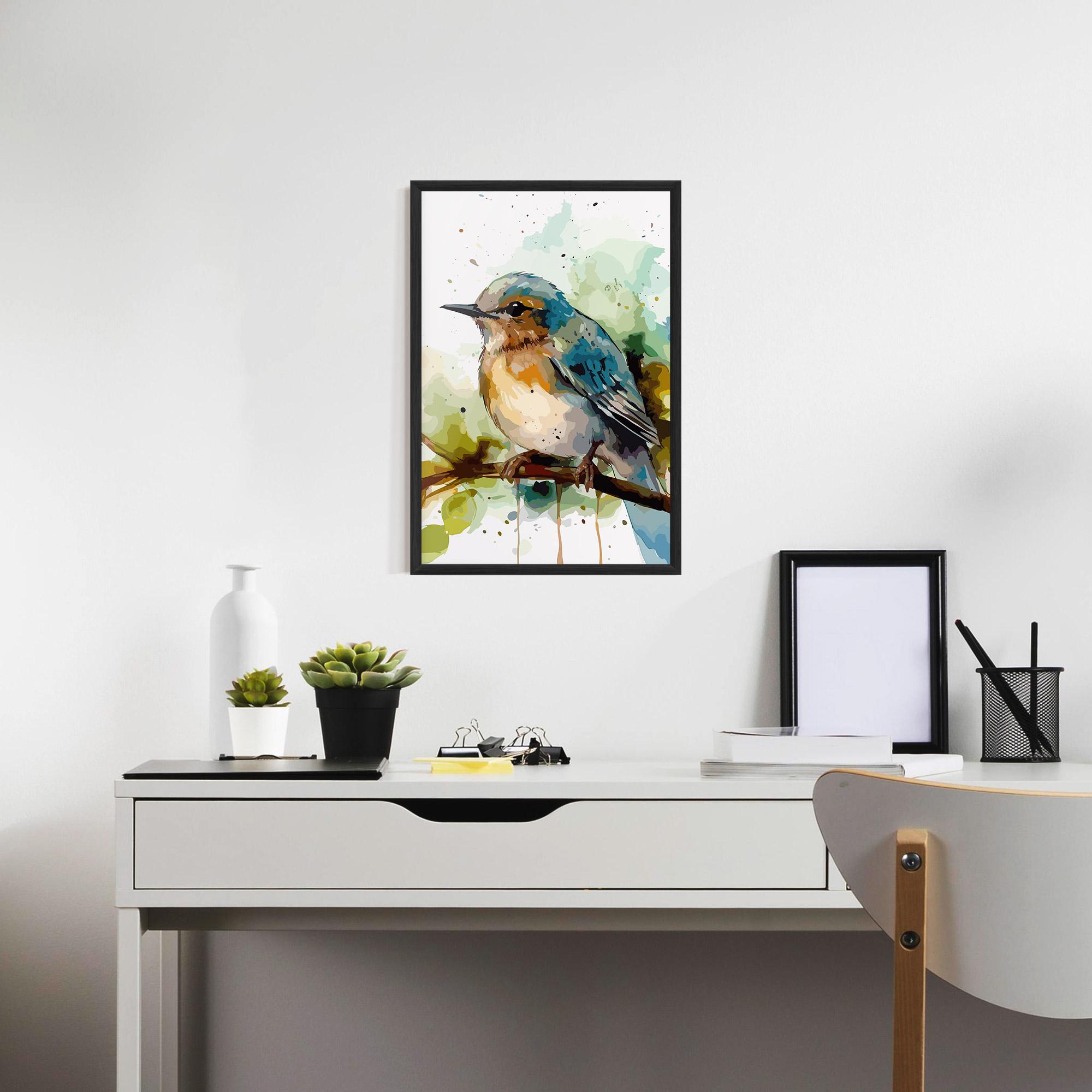 Poster Înrămat Pretty Blue Bird mockup 7