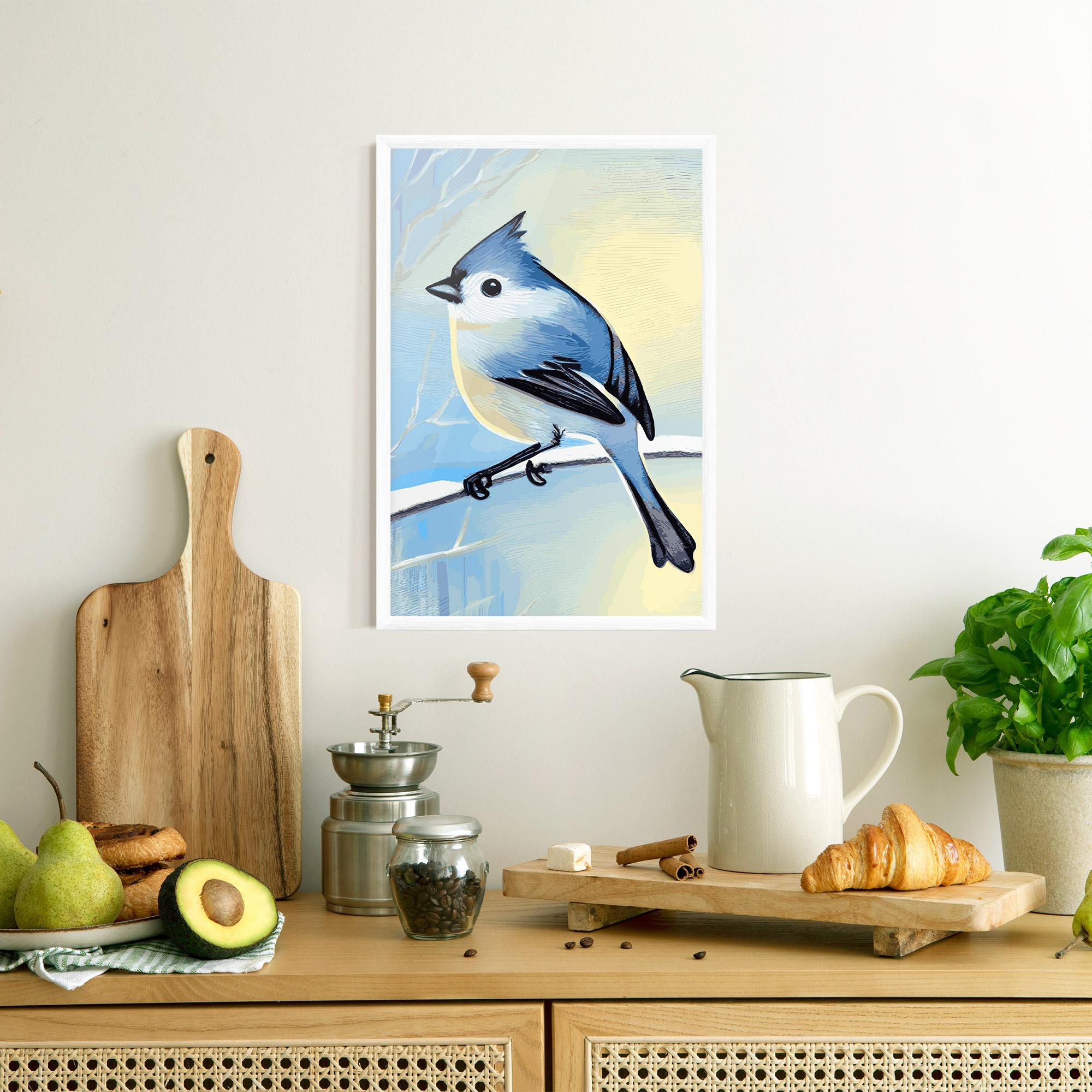 Poster Înrămat Bird Winter Painting mockup 8