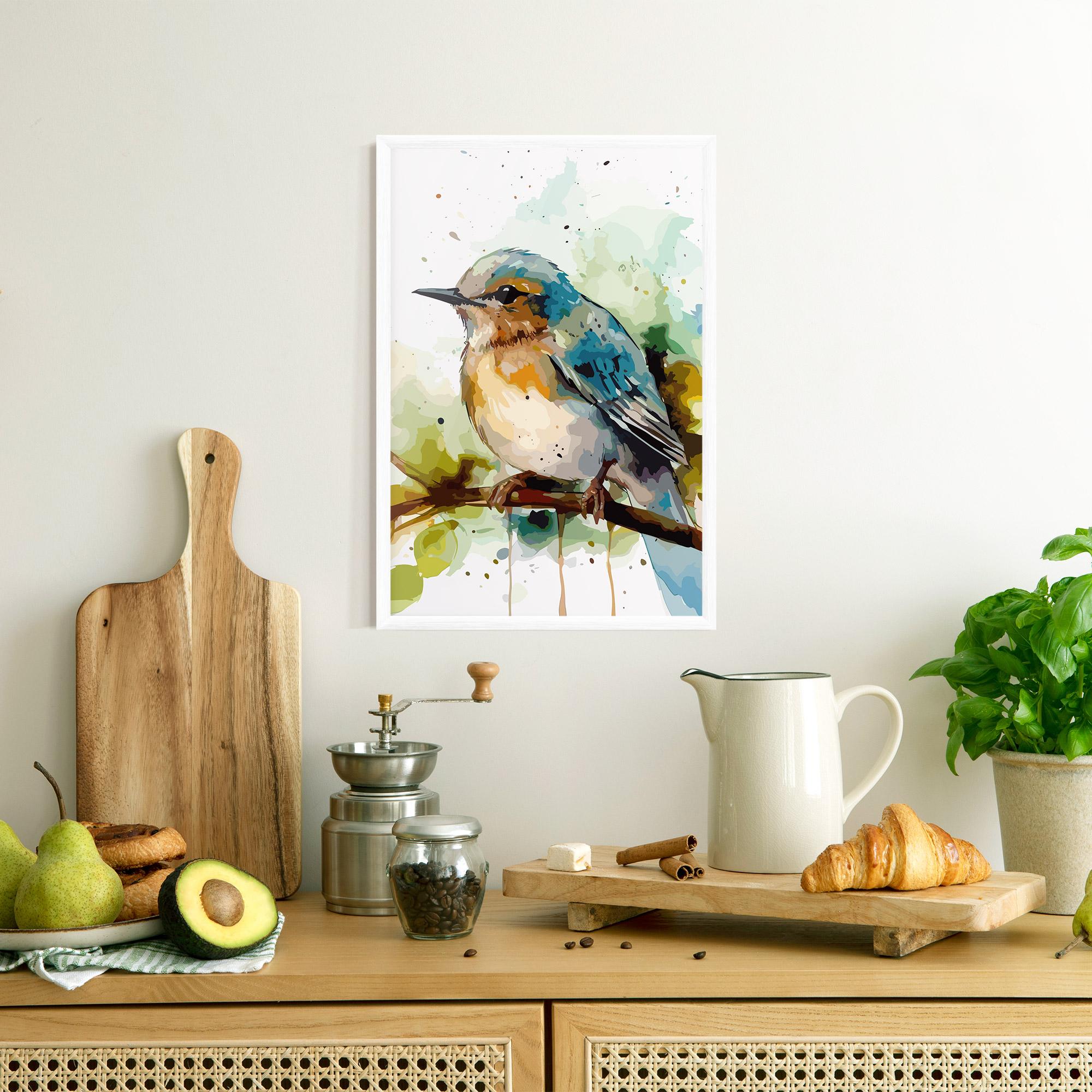 Poster Înrămat Pretty Blue Bird mockup 8